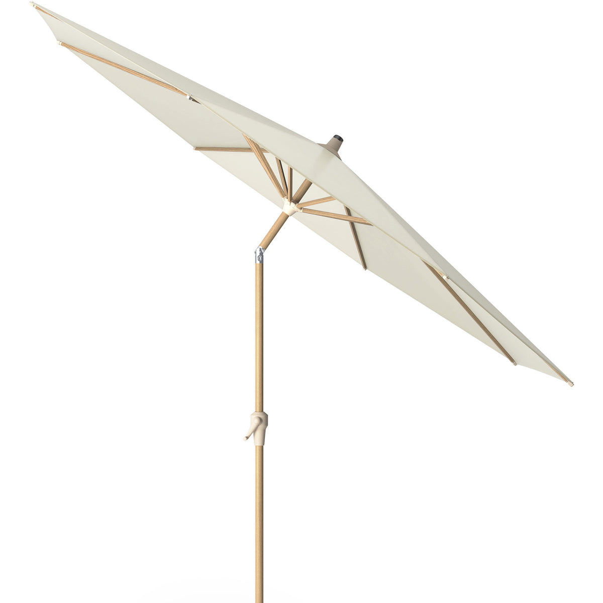 Platinum Riva 3m Round Wood Effect Crank and Tilt Champagne Garden Parasol