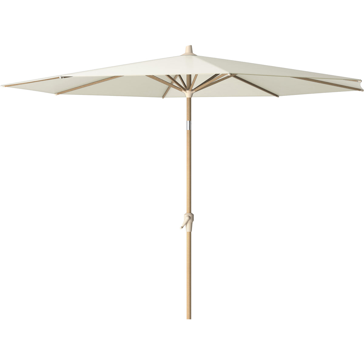 Platinum Riva 3m Round Wood Effect Crank and Tilt Champagne Garden Parasol