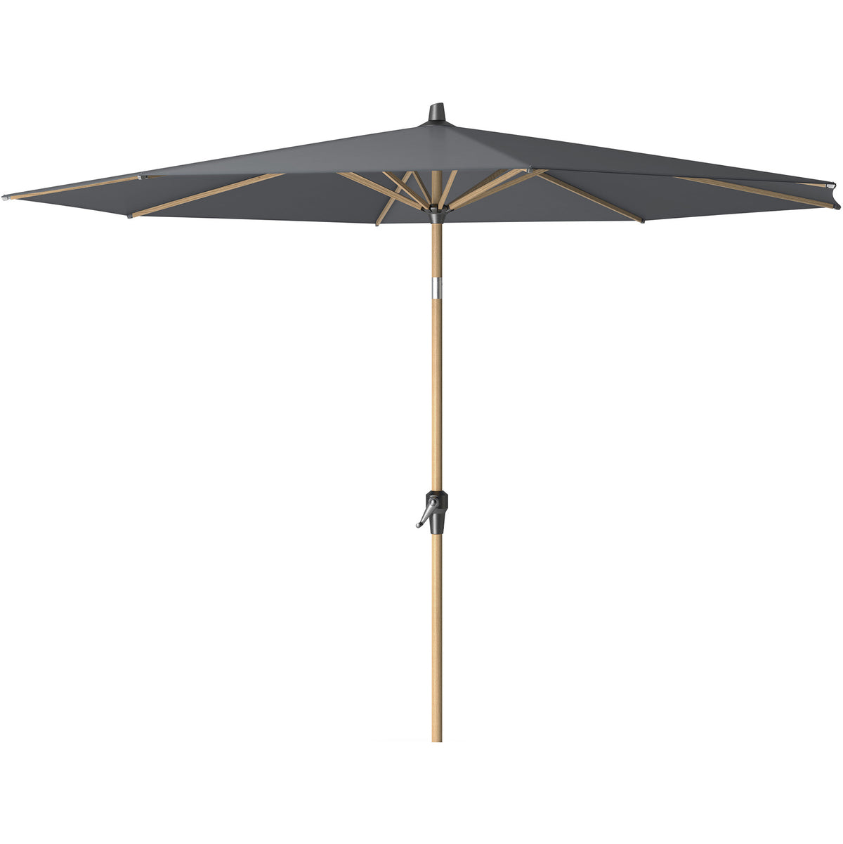 Platinum Riva 3m Round Wood Effect Crank and Tilt Anthracite Garden Parasol