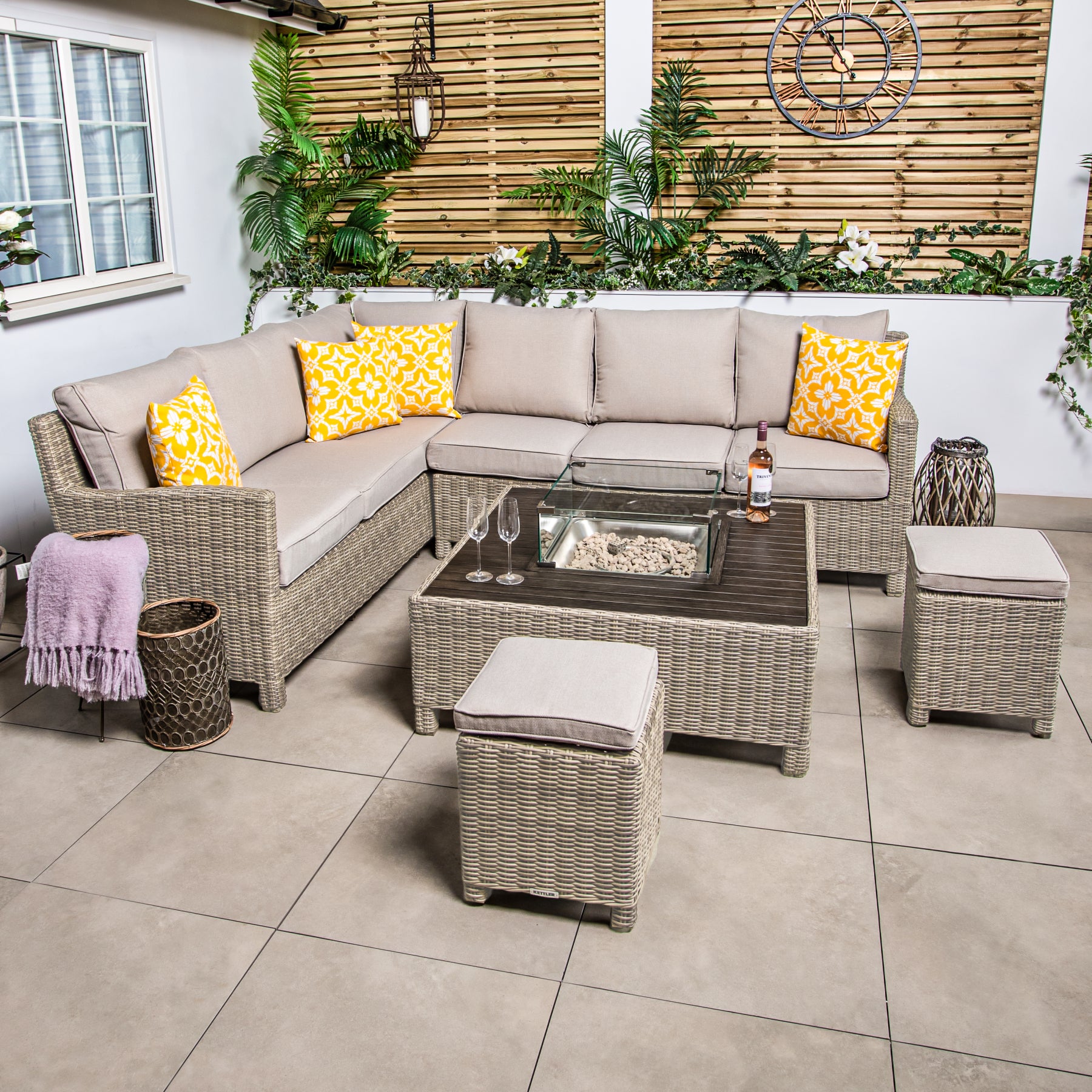 Kettler Palma Corner Right Hand Oyster Wicker Outdoor Sofa Set
