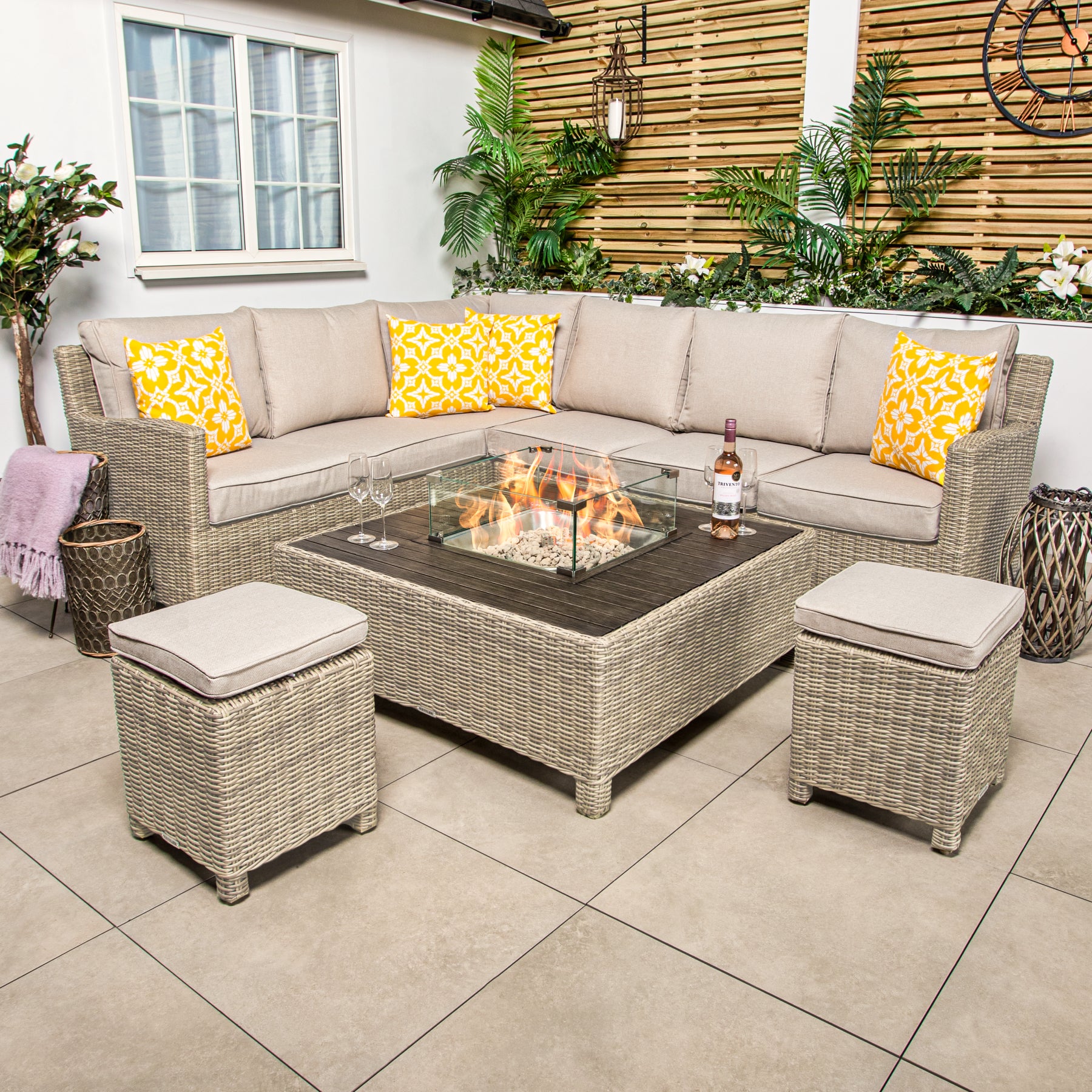 Palma Corner Kettler Palma Sofa Set With Fire Pit Garden Furniture