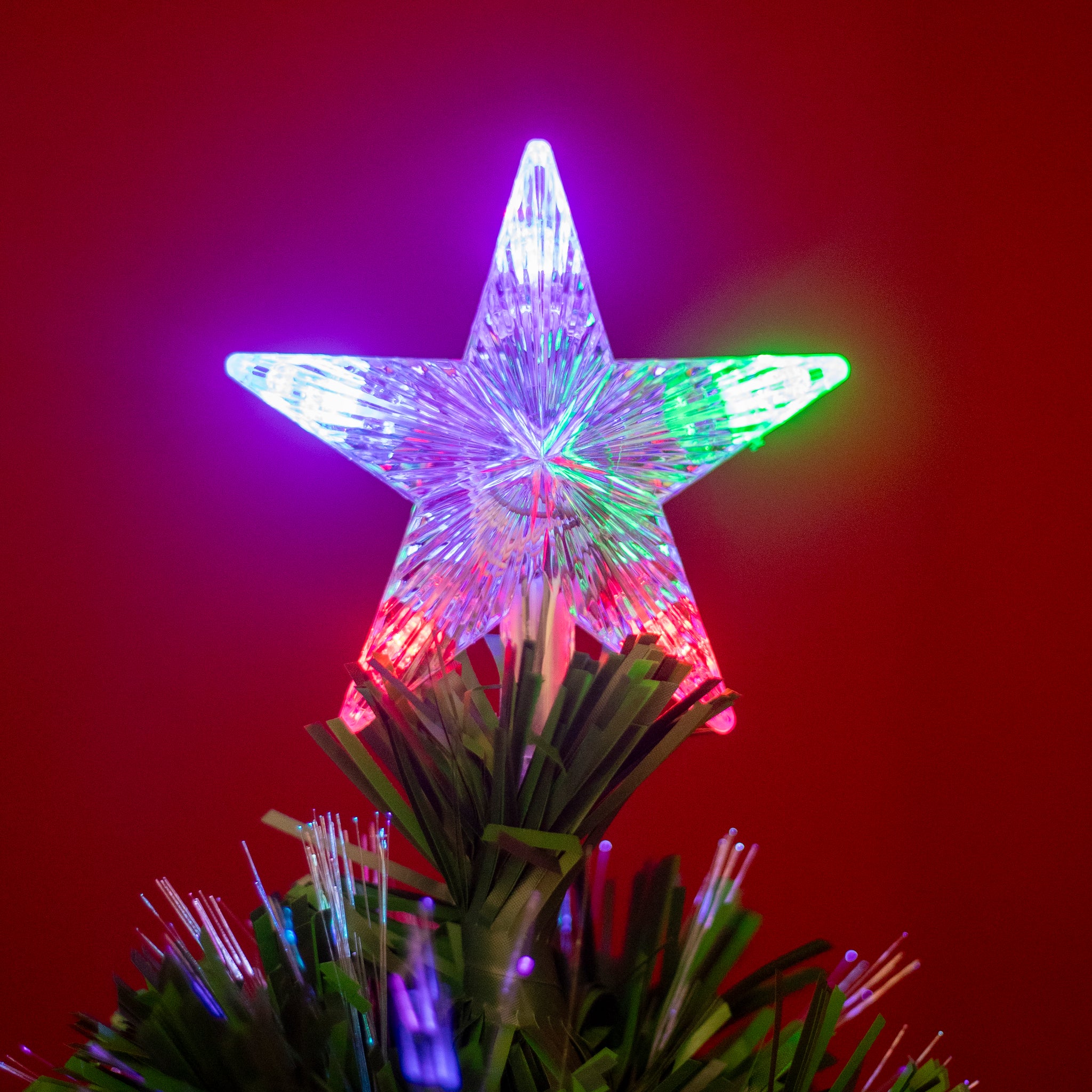 2ft 7ft Green Fibre Optic Christmas Tree with Multi Coloured Fibre