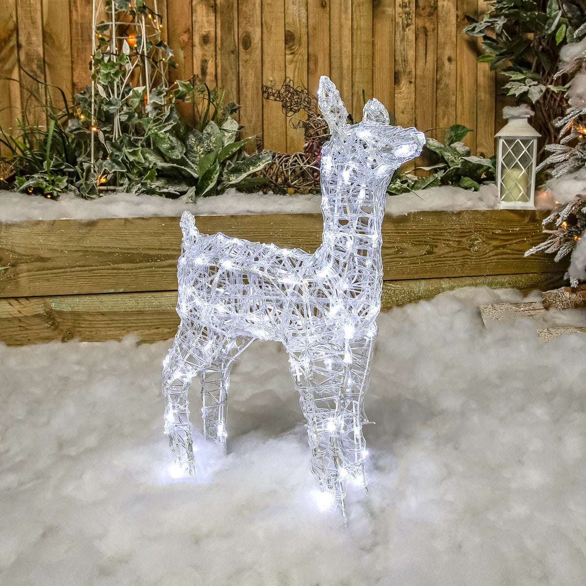 Christmas Reindeer Lights - 60CM Soft Acrylic Light Up Baby Fawn with 90 White LEDs
