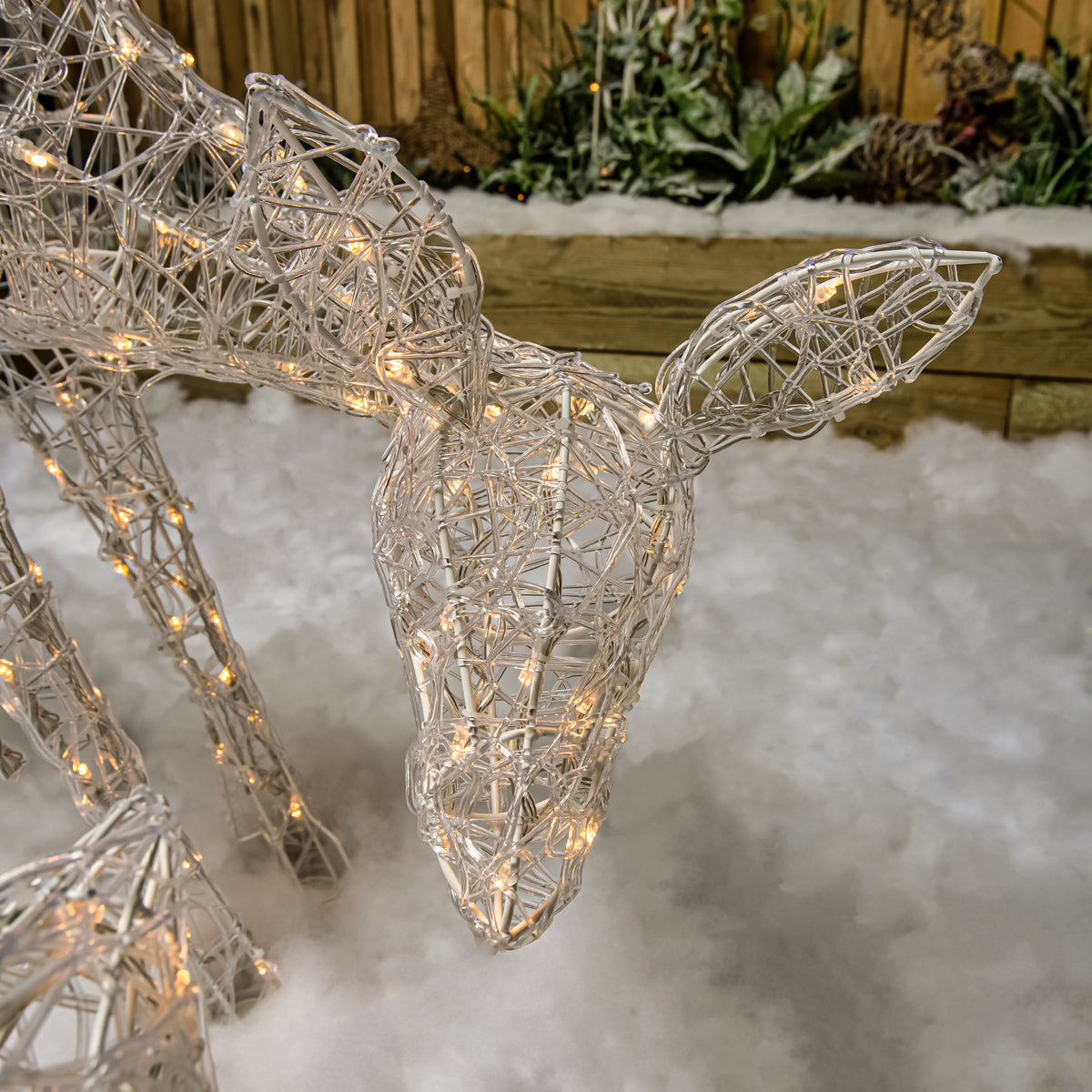 Christmas Reindeer Lights - 1M Soft Acrylic Light Up Mother &amp; Baby with 250 White LEDs