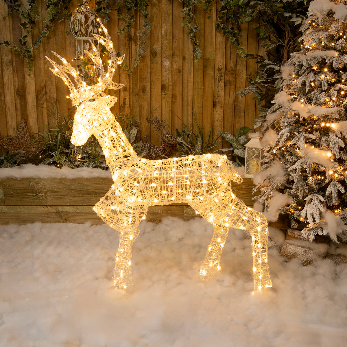 Christmas Reindeer Light - 1.35M Soft Acrylic Light Up Stag with 200 White LEDs