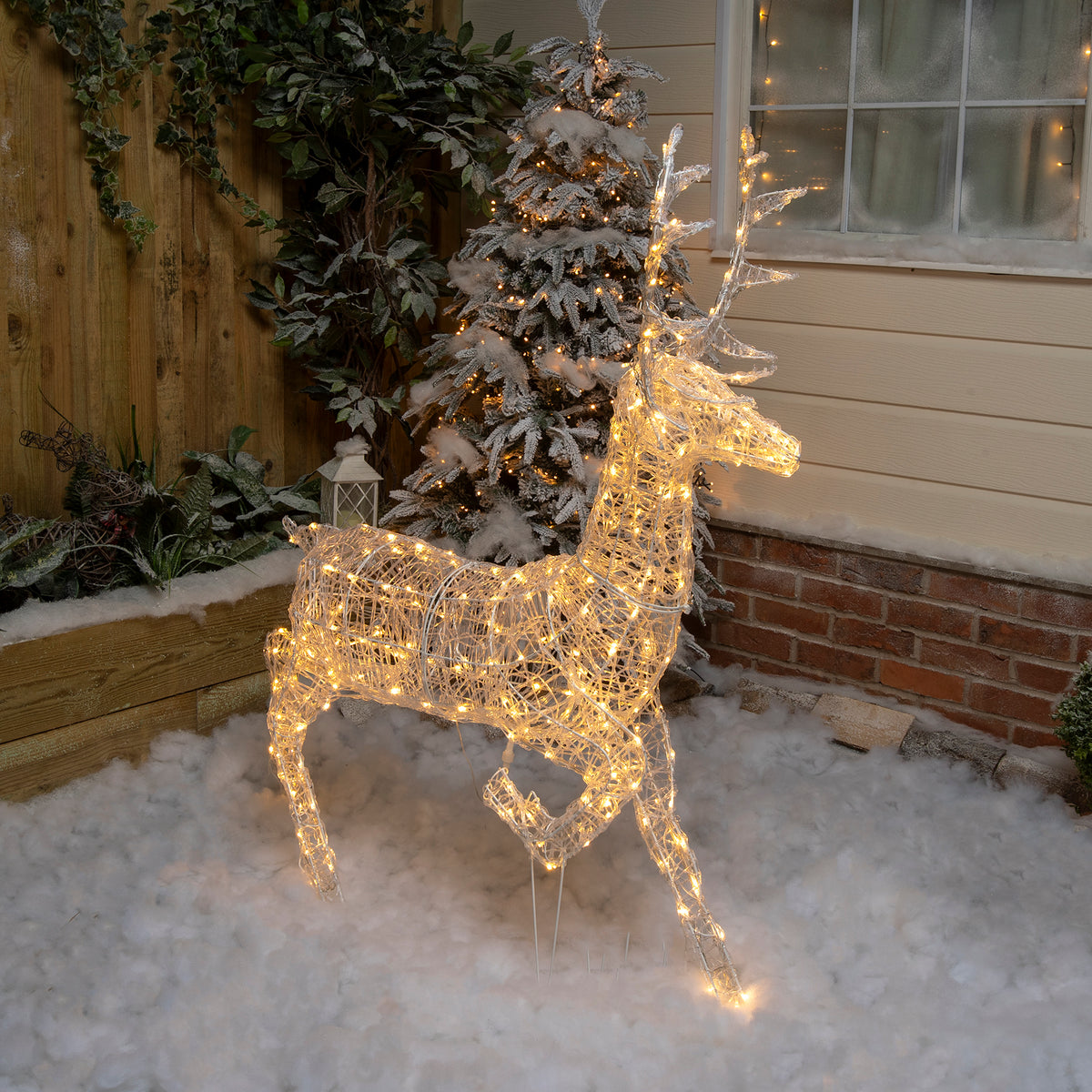 Christmas Reindeer Light - 1.4M Soft Acrylic Outdoor Light Up Stag with 330 White LEDs