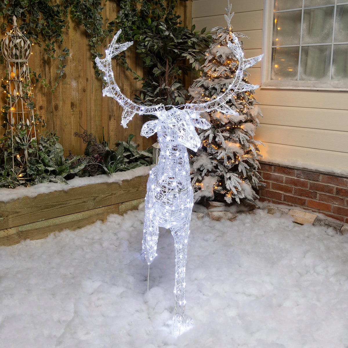 Christmas Reindeer Light - 1.4M Soft Acrylic Outdoor Light Up Stag with 330 White LEDs