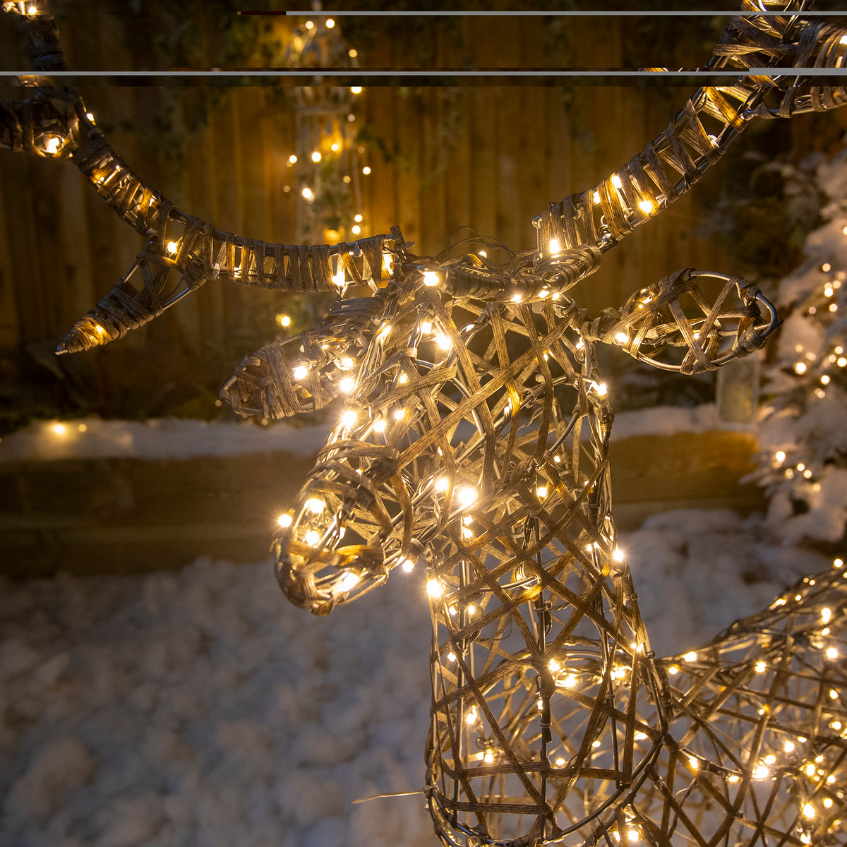 Christmas Reindeer Light - 1.4M Grey Weave Outdoor Light Up Stag with 330 White LEDs