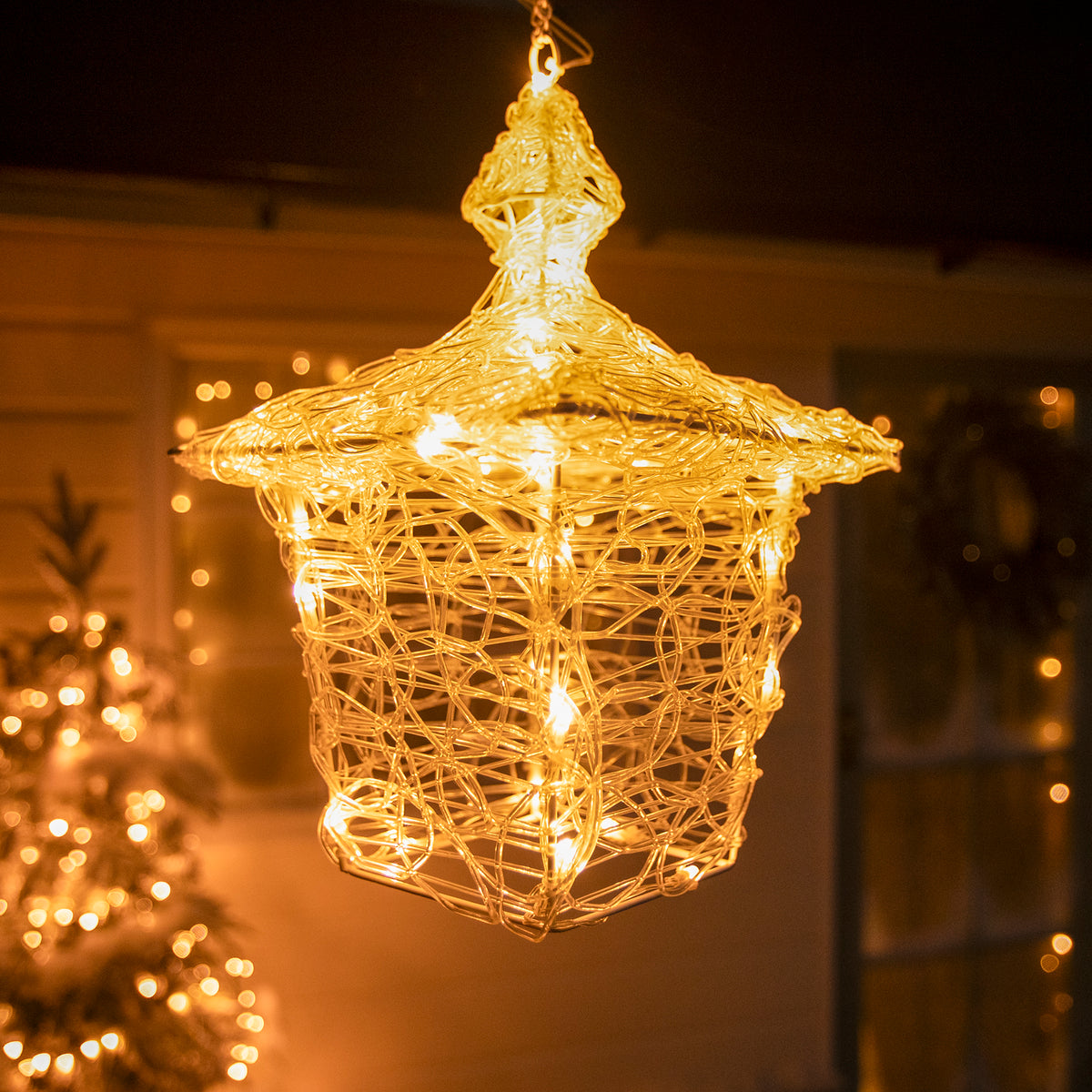 35CM Soft Acrylic Light Up Christmas Hanging Lantern with 40 White/Warm White Twinkling LEDs