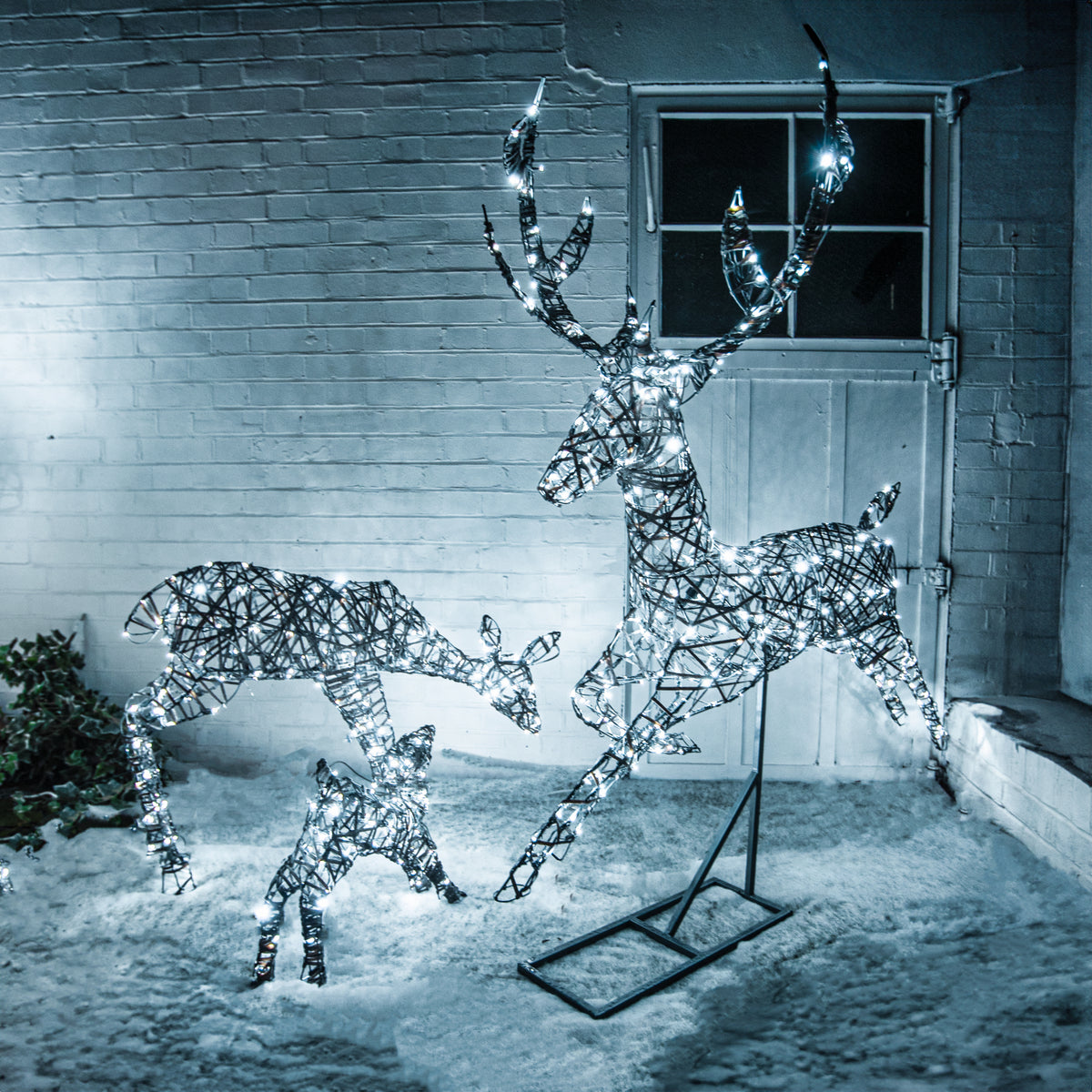 Christmas Reindeer Stag, Doe and Fawn Outdoor Light Set