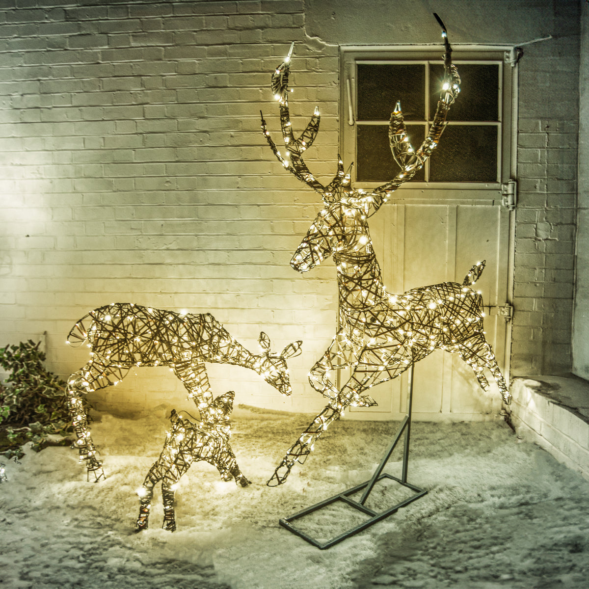 Christmas Reindeer Stag, Doe and Fawn Outdoor Light Set