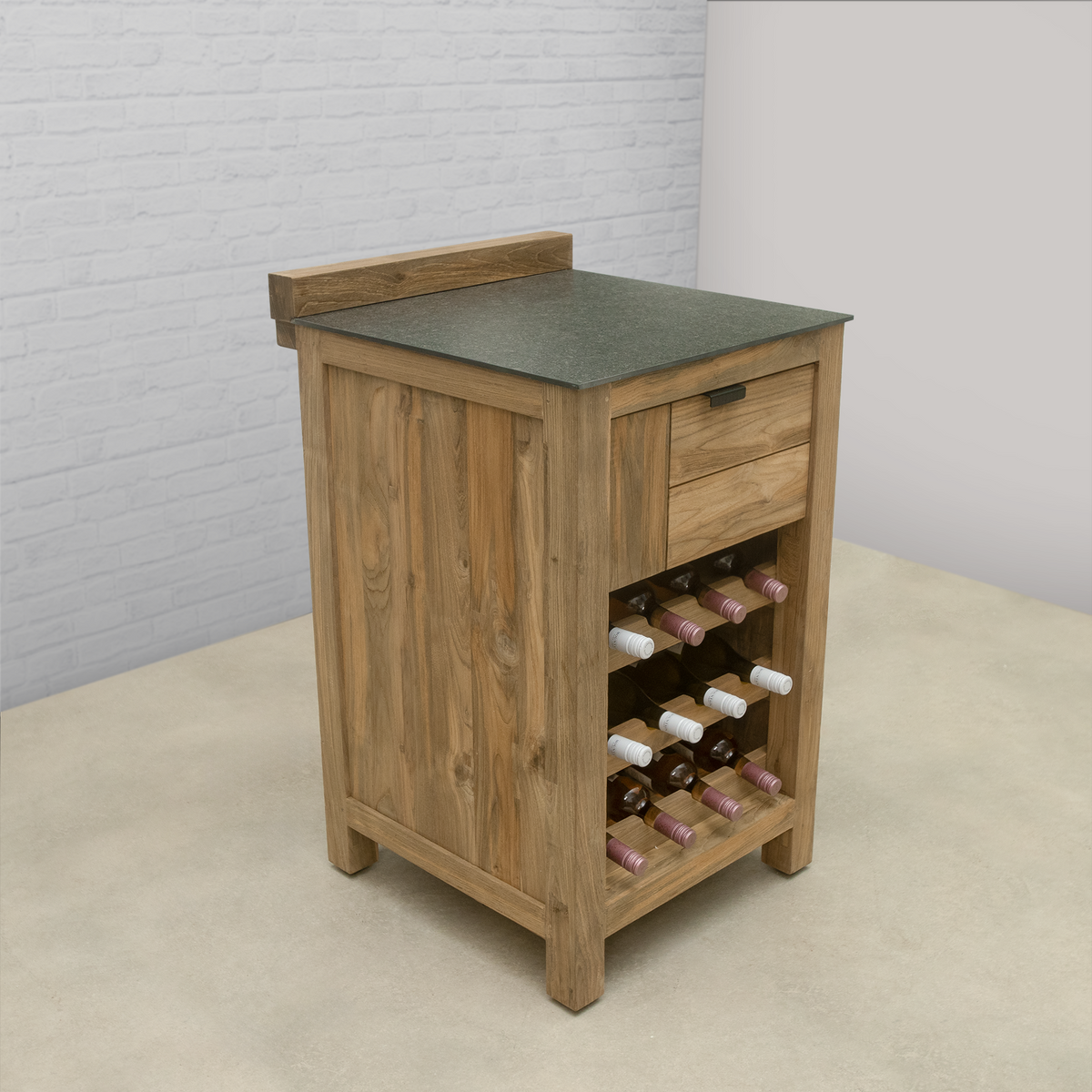 Draco Grills Teak Modular Outdoor Kitchen Wine Cabinet with Ceramic To Garden Trends