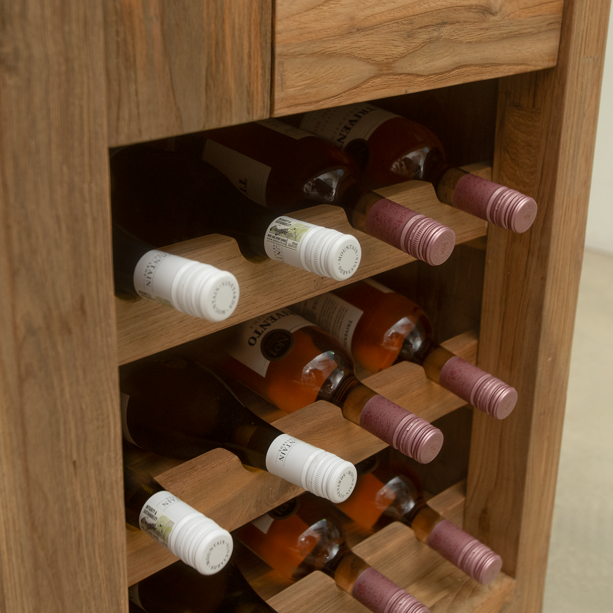 Draco Grills Teak Modular Outdoor Kitchen Wine Cabinet with Ceramic Top