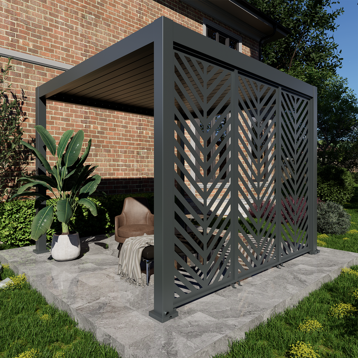 Bracken Outdoors Aluminium Laser Cut Insignia Screen for 4m Pergola