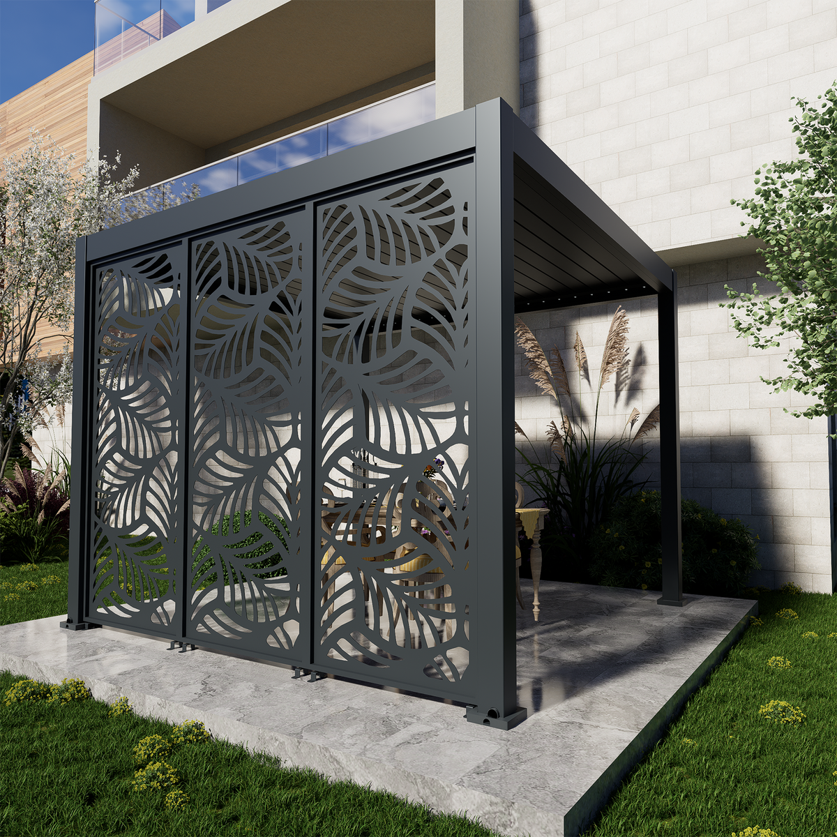 Bracken Outdoors Aluminium Laser Cut Botanica Screen  for 4m Pergola