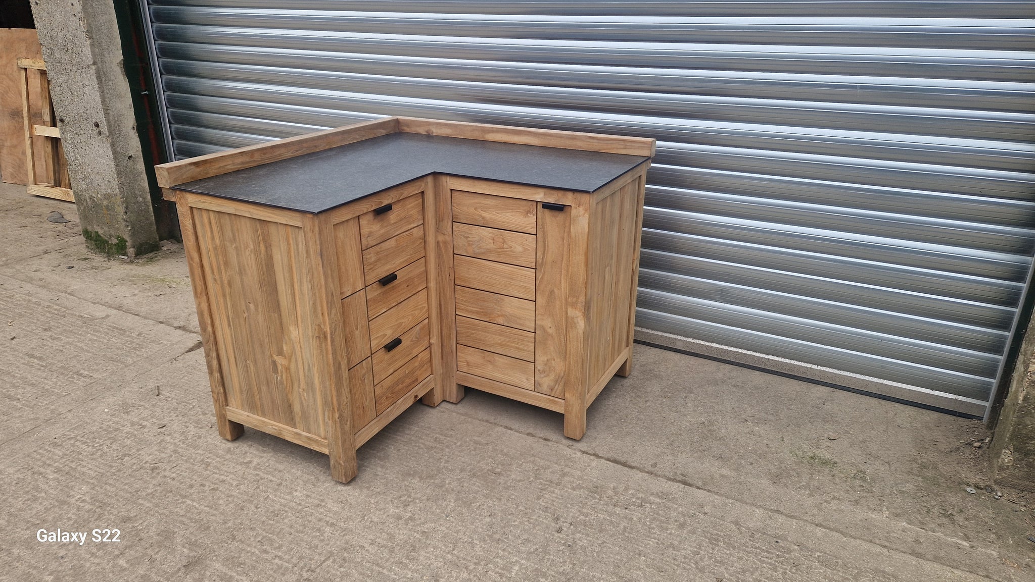 Ex Display Draco Grills Teak Modular Outdoor Kitchen Corner