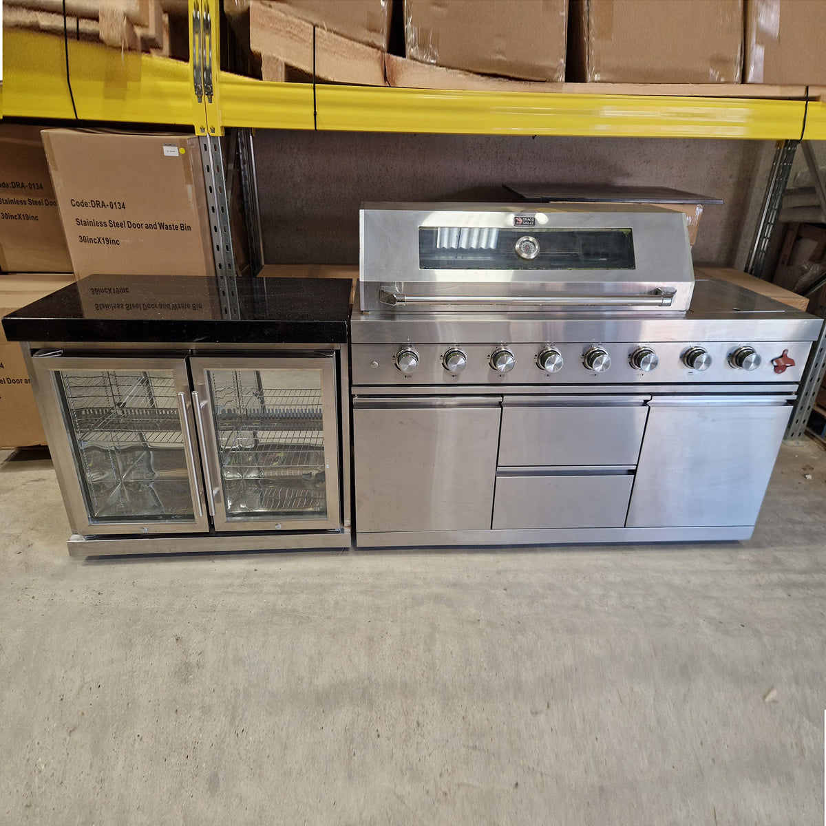 Ex Display Draco Grills 6 Burner Z650 BBQ Modular Outdoor Kitchen with Double Fridge