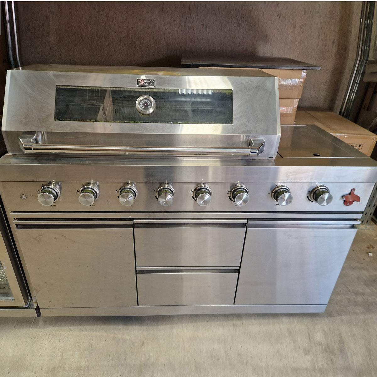 Ex Display Draco Grills 6 Burner Z650 BBQ Modular Outdoor Kitchen with Double Fridge