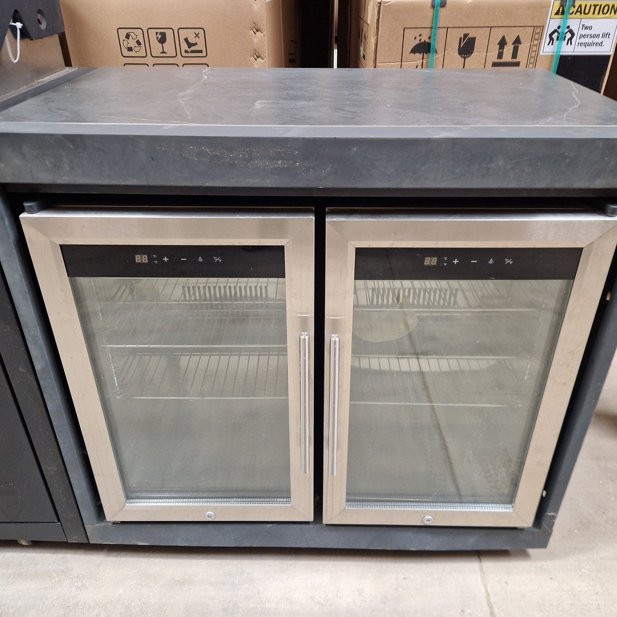 Ex Display Draco Grills Fusion 6 Burner Black Outdoor Kitchen with Side Burner and Double Cupboard