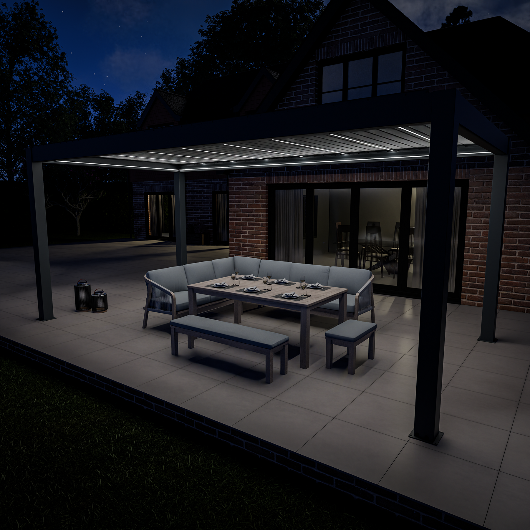 Bracken Outdoors Meridian 6m x 3m Grey Motorised Aluminium Garden