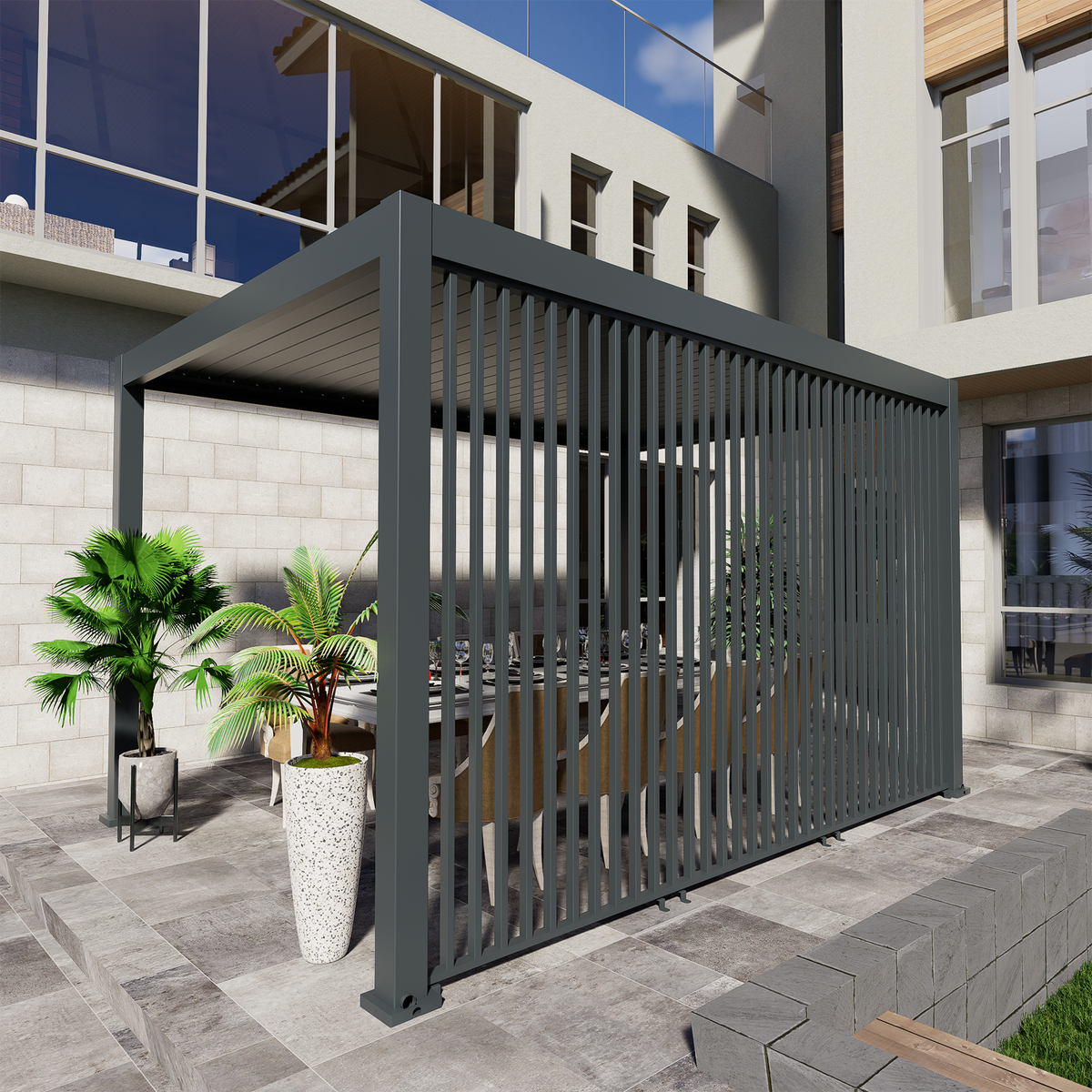Bracken Outdoors Aluminium Linear Screen for 4m Pergolas