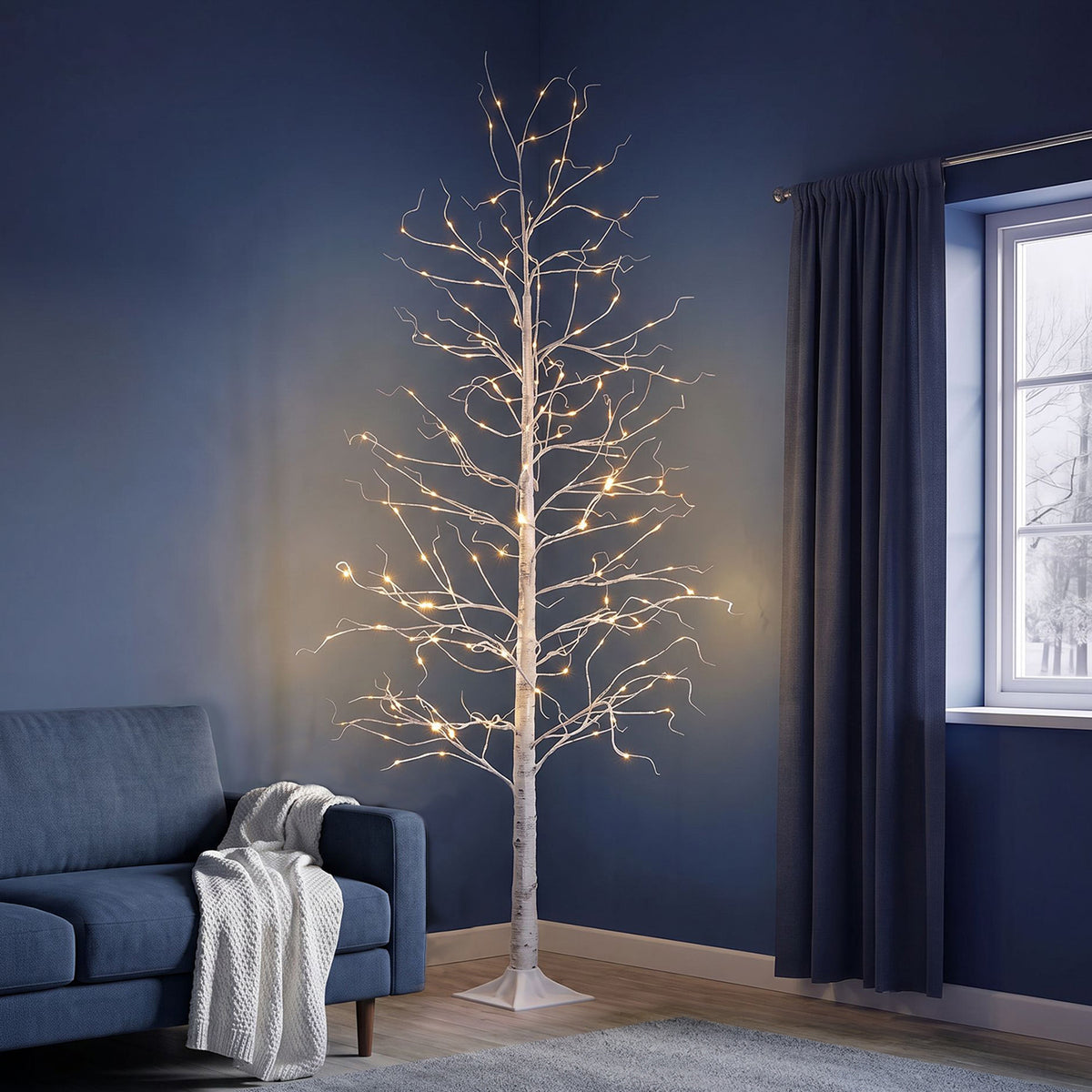 7ft (210cm) LED Lit Twig Christmas Tree with 136 Warm White LED Lights