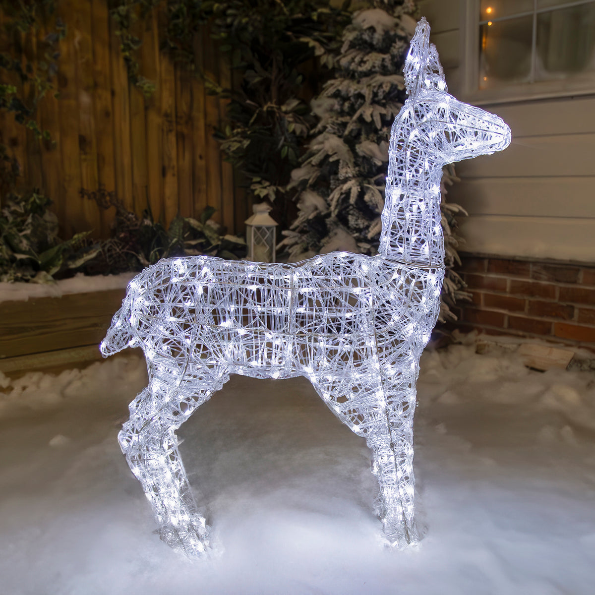 Christmas Reindeer Light - 98CM Soft Acrylic Light Up  Doe with 230 White LEDs