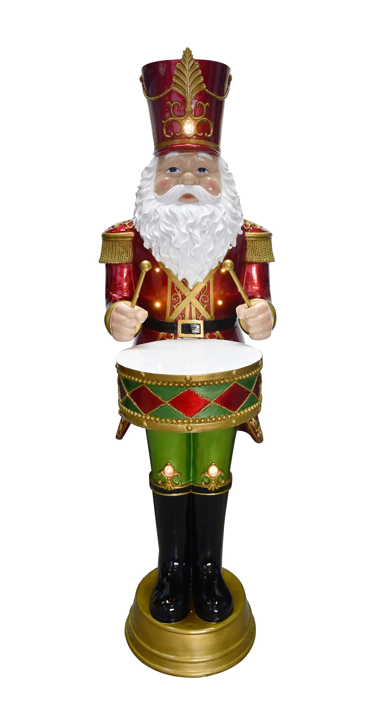 4.5ft Traditional Christmas Nutcracker Santa Drummer Red with LED Lights