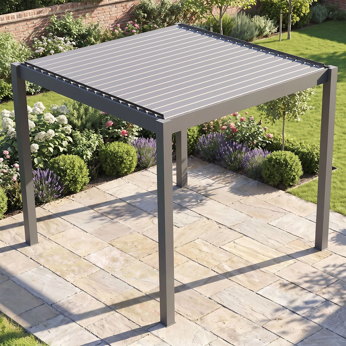 Bracken Outdoors Gemini 3m x 3m Grey Square Aluminium Garden Pergola