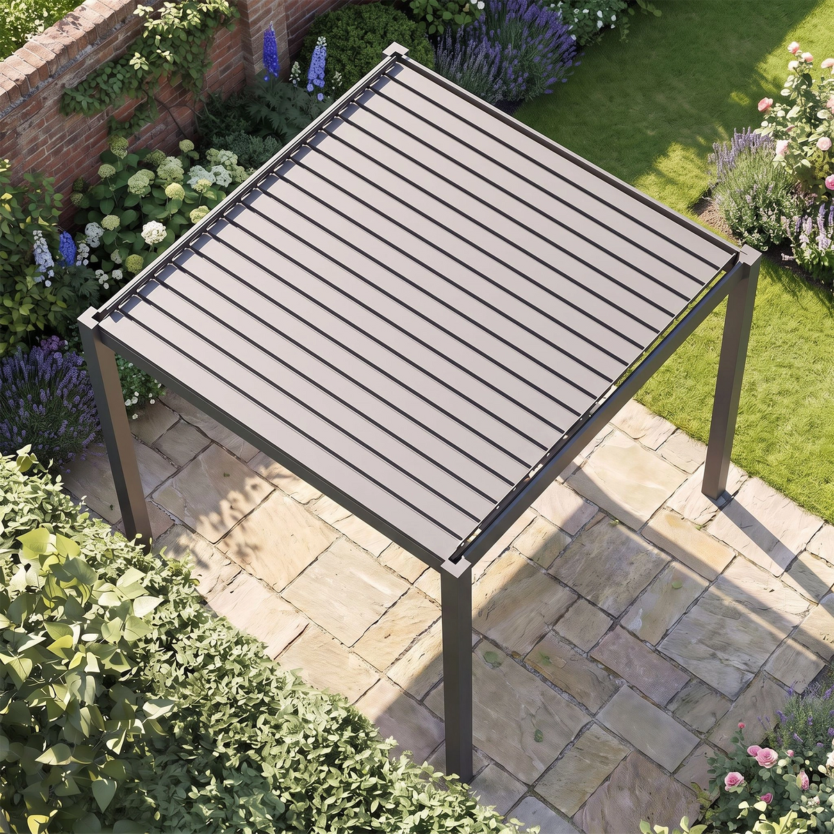 Bracken Outdoors Gemini 3m x 3m Grey Square Aluminium Garden Pergola