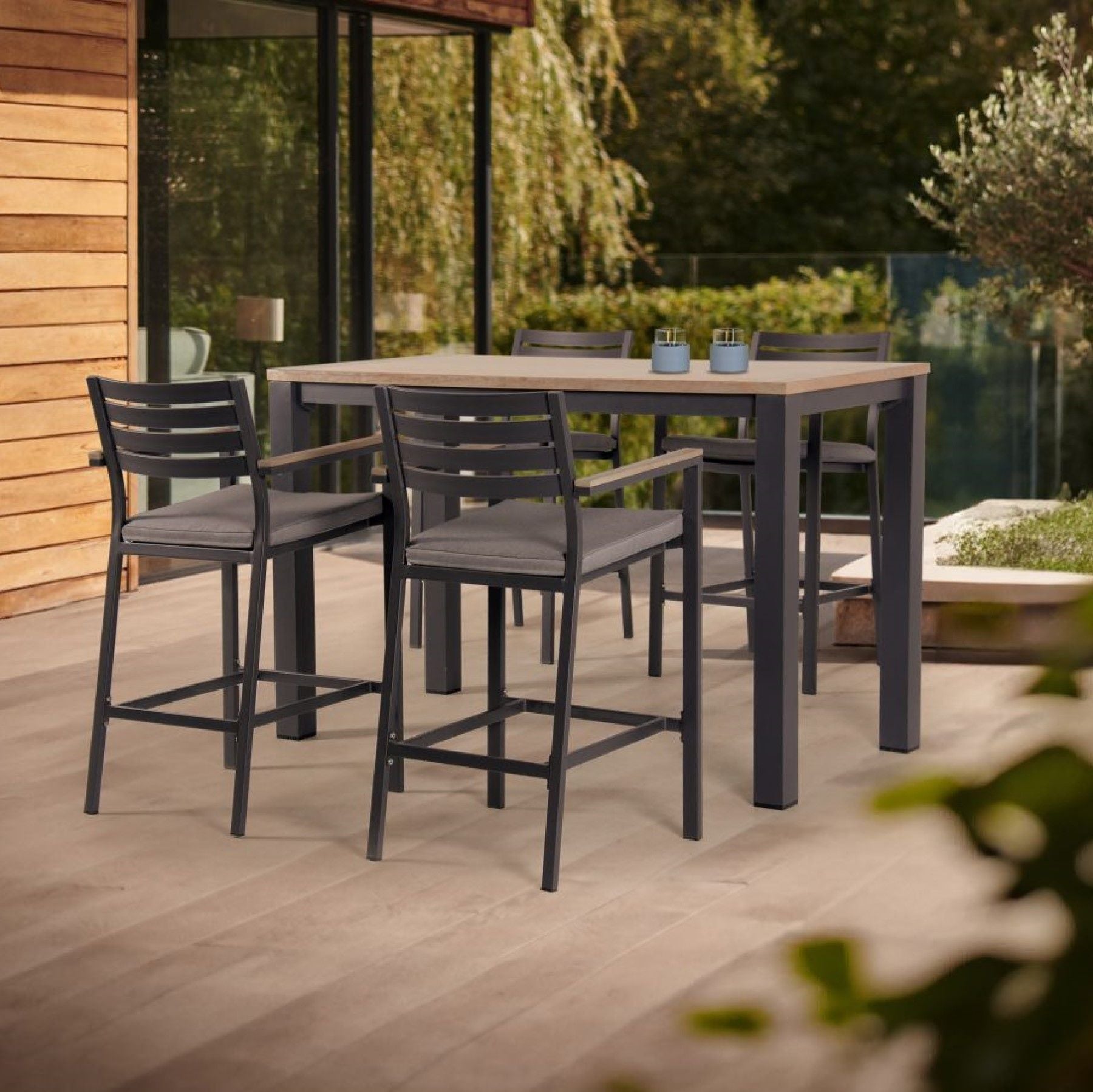 Kettler Elba Signature Teak and Aluminium Seat High Dining Bar