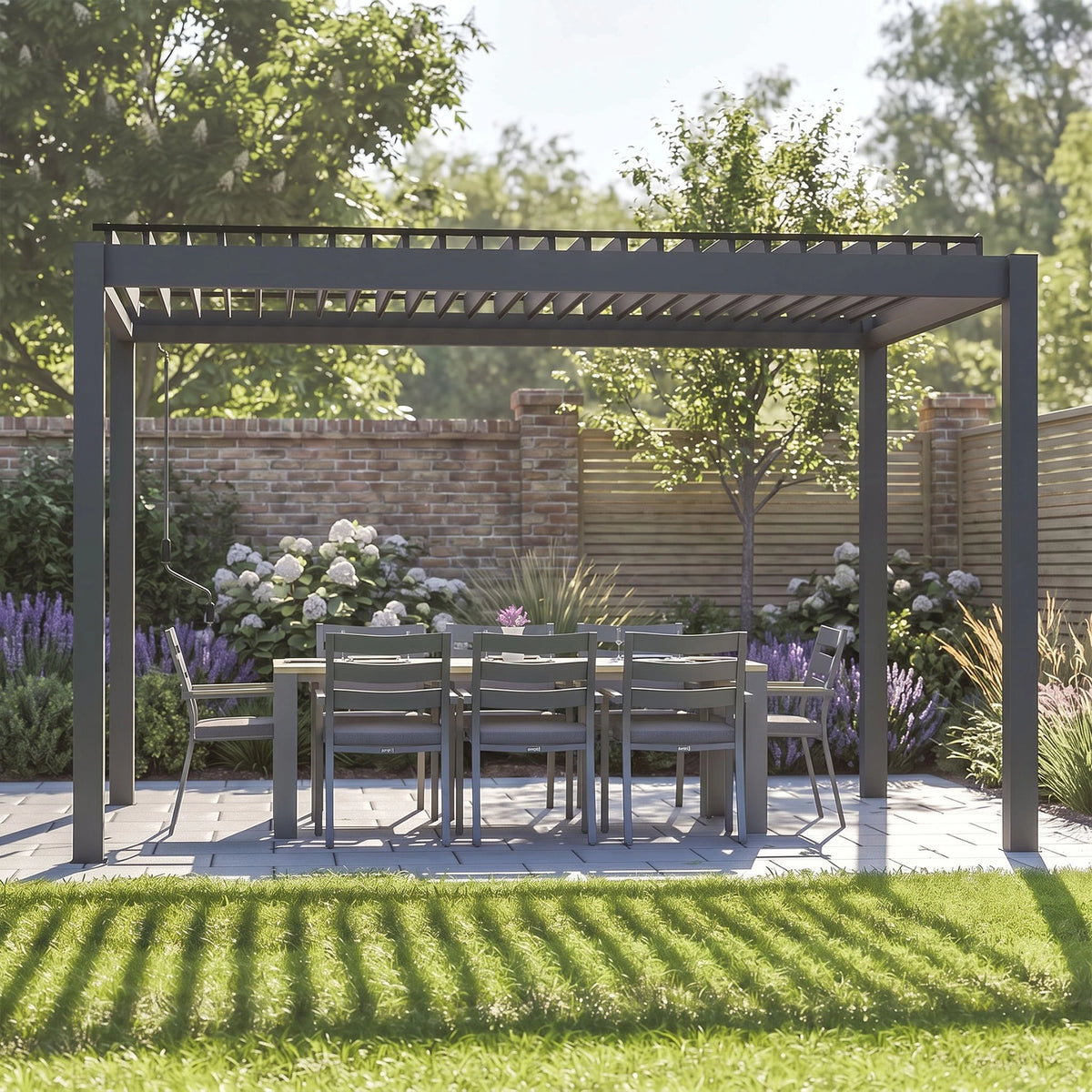 Bracken Outdoors Gemini 3m x 4m Anthracite Grey Rectangular Aluminium Garden Pergola