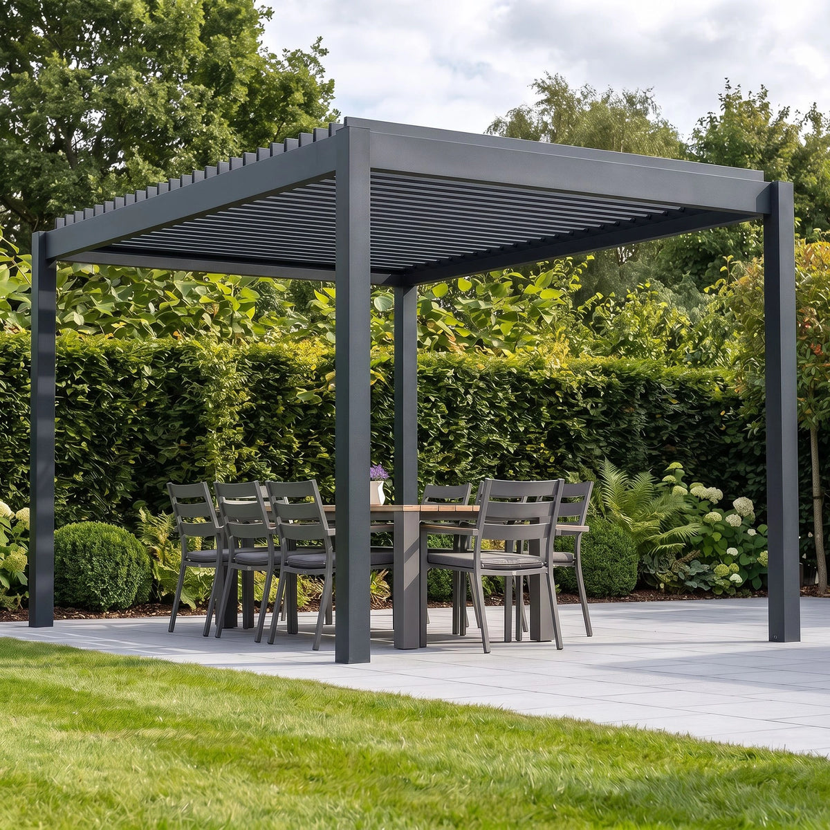 Bracken Outdoors Gemini 3m x 4m Anthracite Grey Rectangular Aluminium Garden Pergola