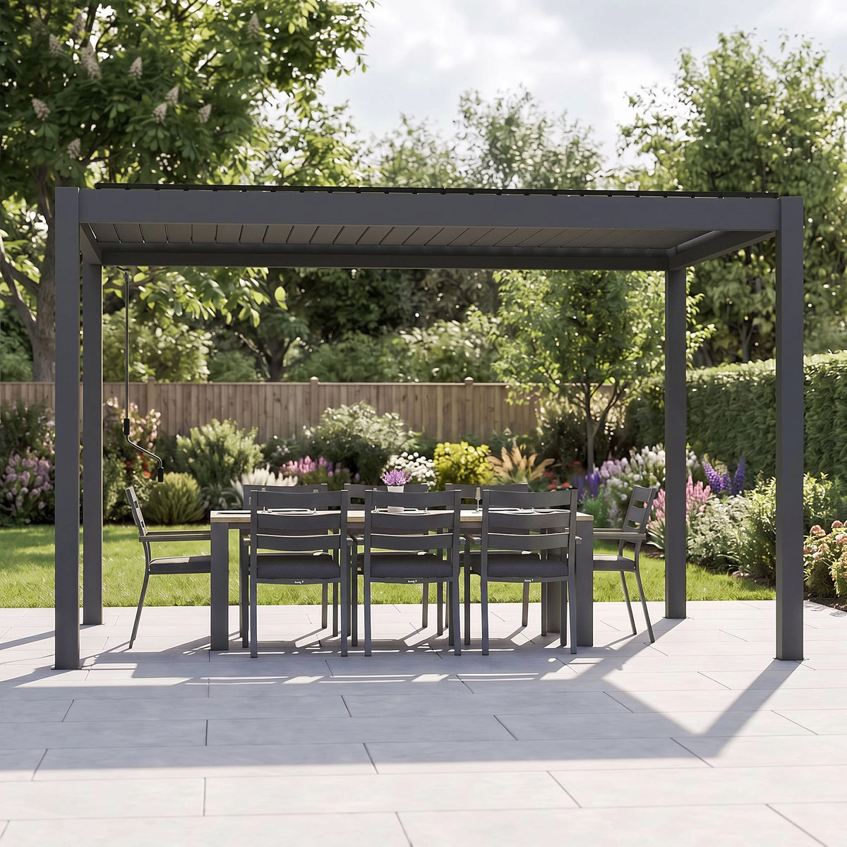 Bracken Outdoors Gemini 3m x 4m Anthracite Grey Rectangular Aluminium Garden Pergola