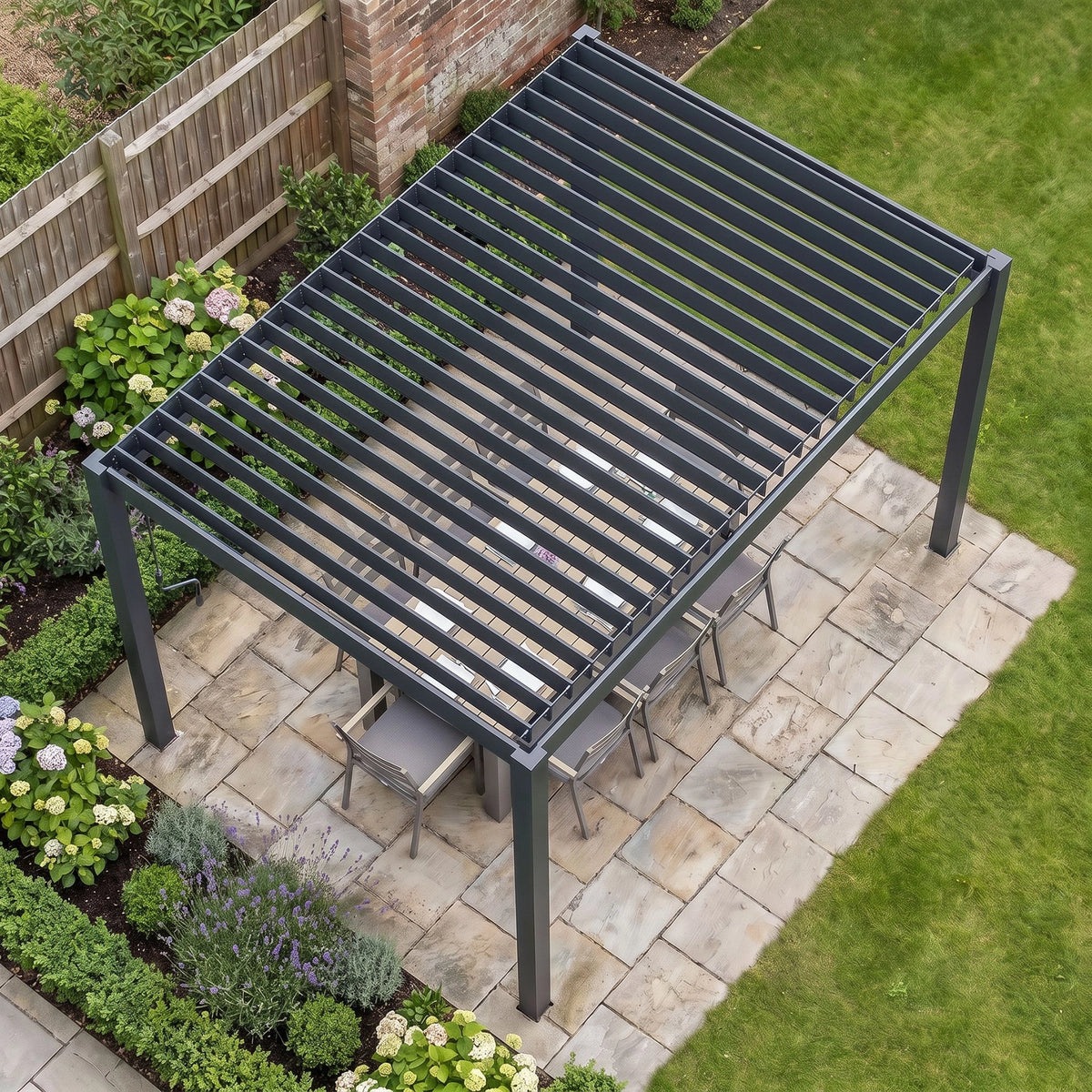 Bracken Outdoors Gemini 3m x 4m Anthracite Grey Rectangular Aluminium Garden Pergola