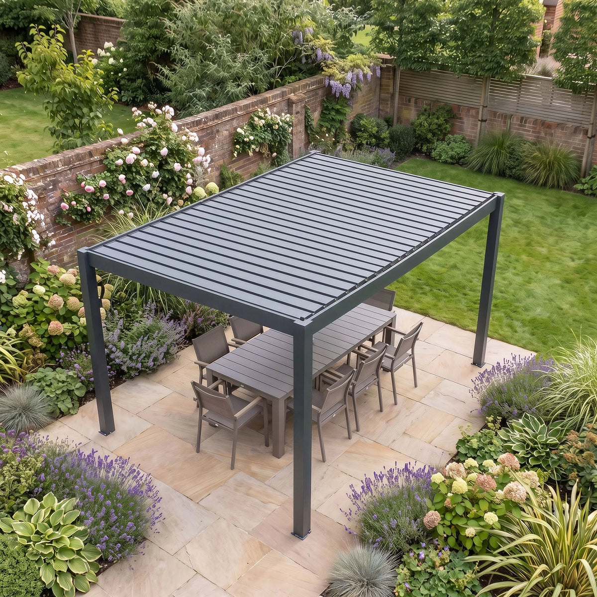 Bracken Outdoors Gemini 3m x 4m Anthracite Grey Rectangular Aluminium Garden Pergola