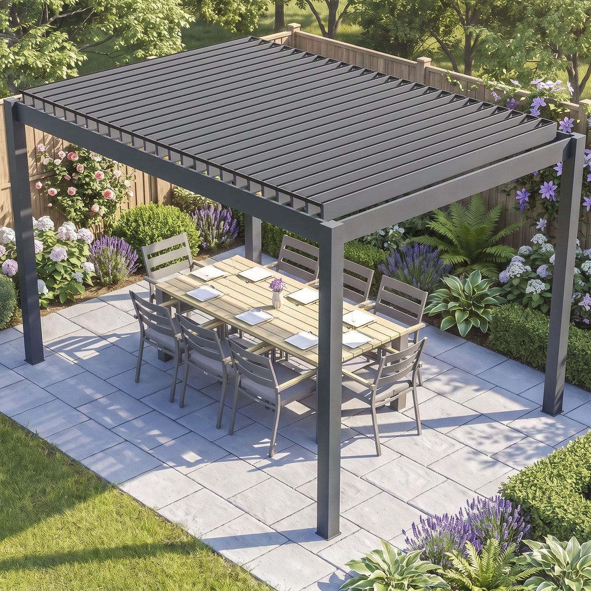 Bracken Outdoors Gemini 3m x 4m Anthracite Grey Rectangular Aluminium Garden Pergola