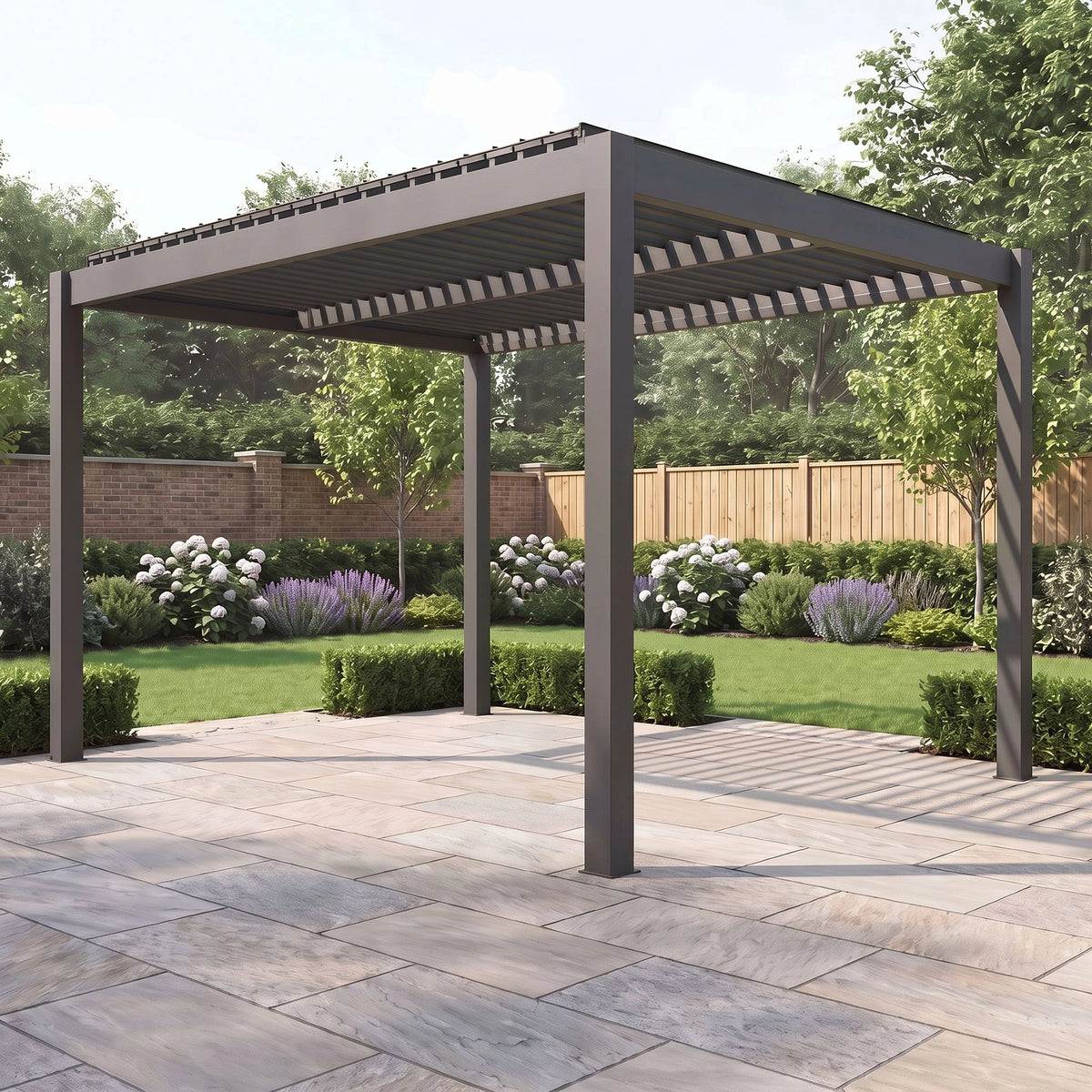 Bracken Outdoors Gemini 4m x 4m Grey Square Aluminium Garden Pergola