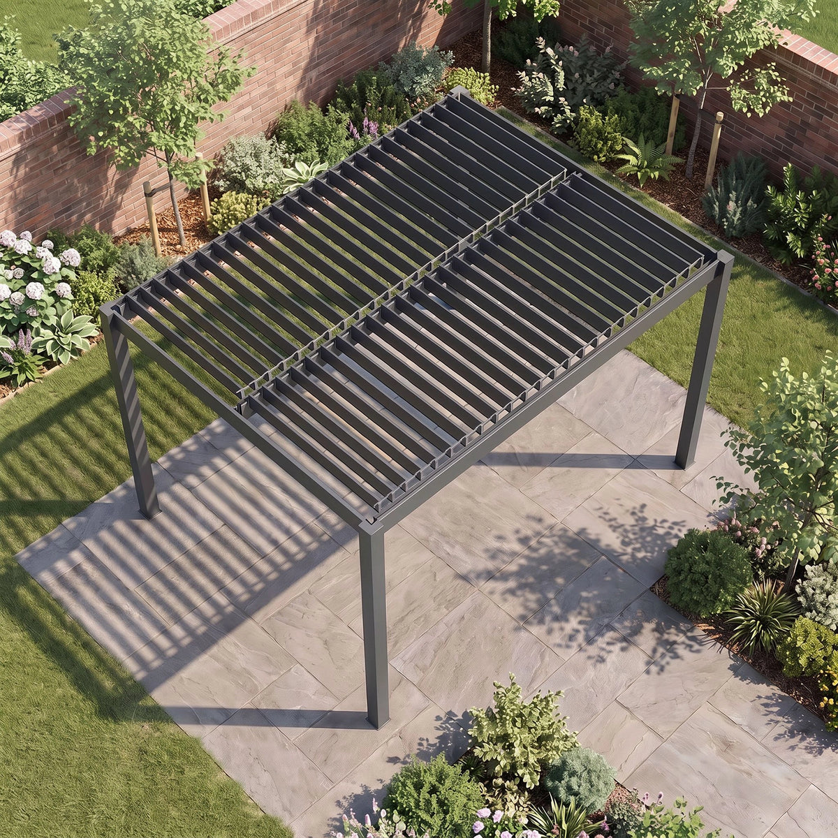 Bracken Outdoors Gemini 4m x 4m Grey Square Aluminium Garden Pergola