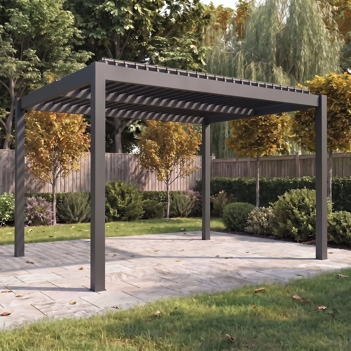Bracken Outdoors Gemini 4m x 4m Grey Square Aluminium Garden Pergola