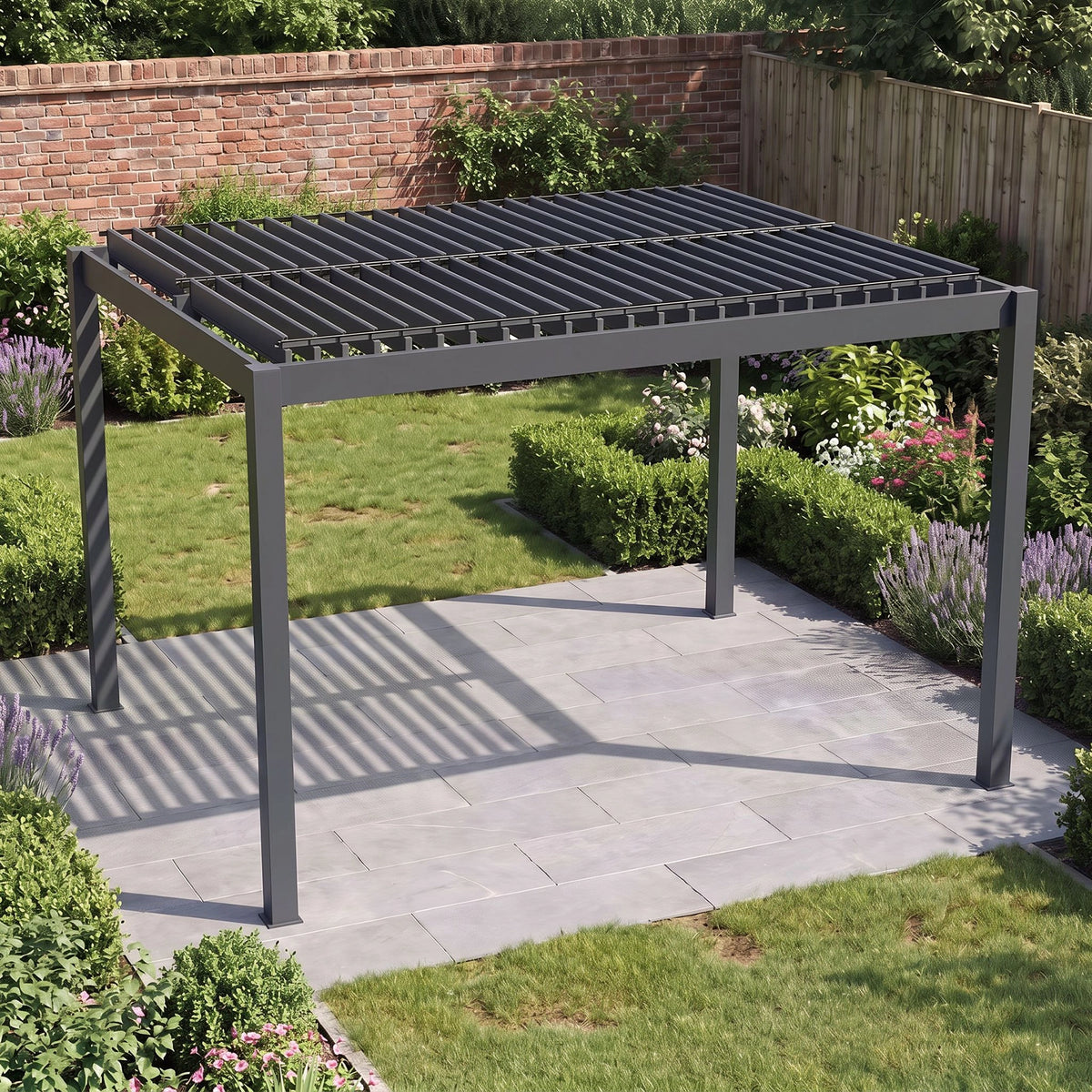 Bracken Outdoors Gemini 4m x 4m Grey Square Aluminium Garden Pergola