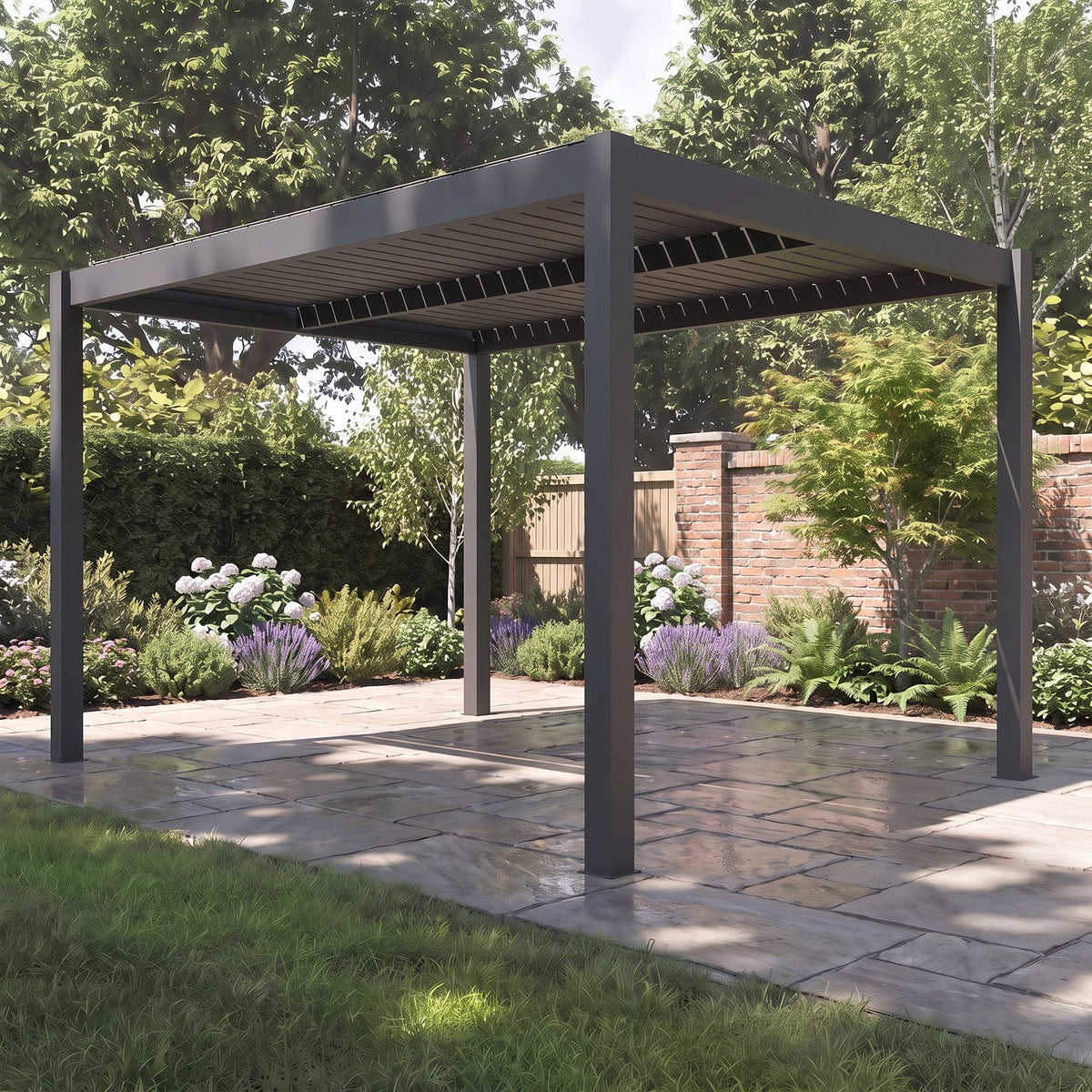 Bracken Outdoors Gemini 4m x 4m Grey Square Aluminium Garden Pergola