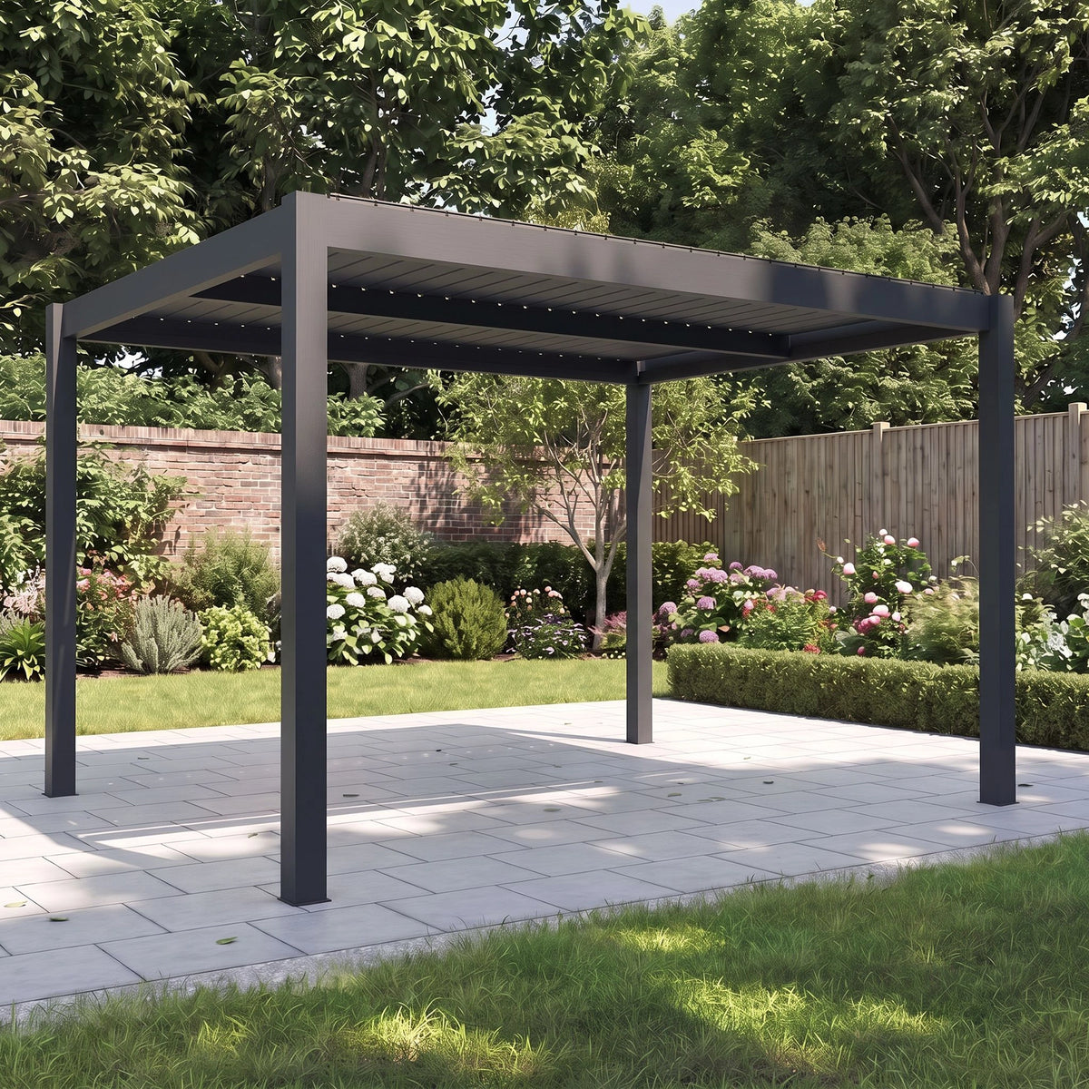 Bracken Outdoors Gemini 4m x 4m Grey Square Aluminium Garden Pergola