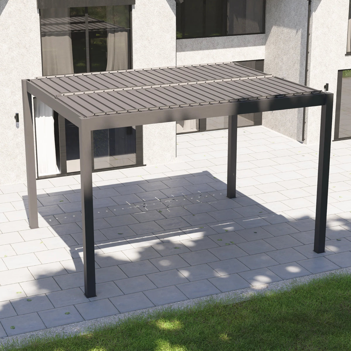 Bracken Outdoors Gemini 4m x 4m Grey Square Aluminium Garden Pergola