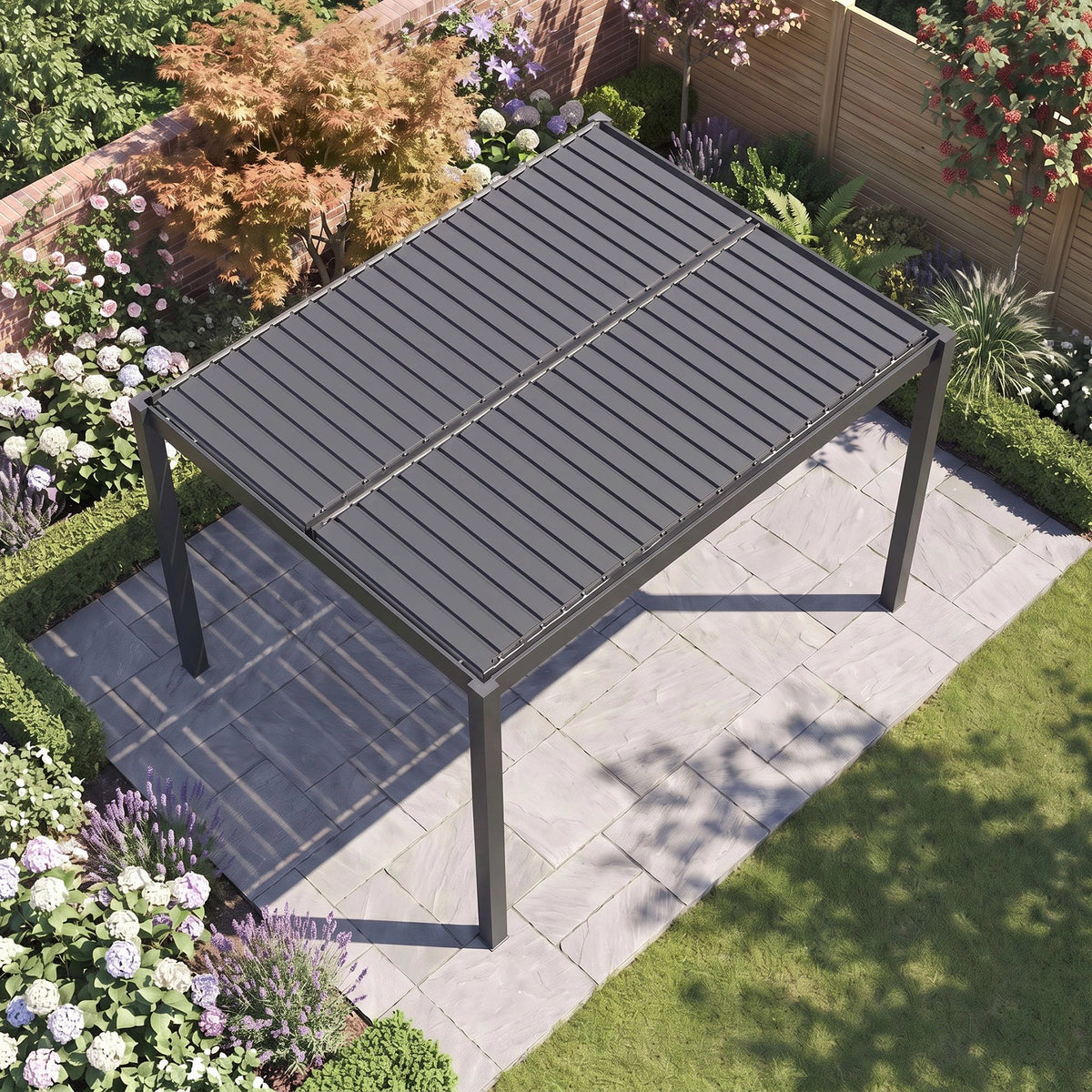 Bracken Outdoors Gemini 4m x 4m Grey Square Aluminium Garden Pergola