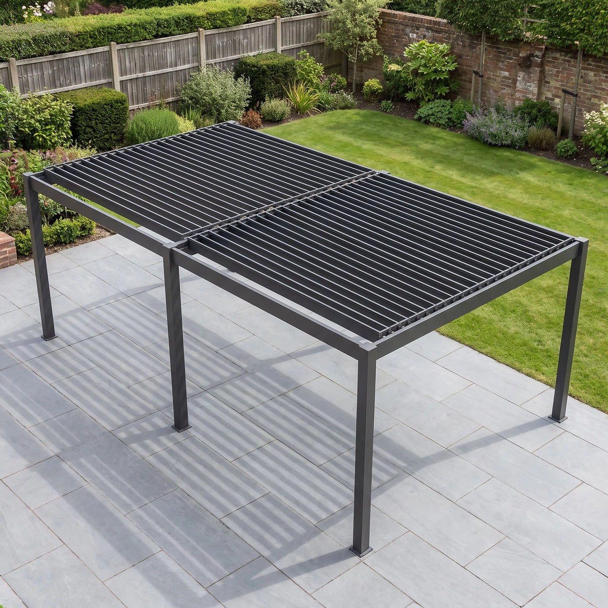 Bracken Outdoors Gemini 6m x 4m Grey Rectangular Aluminium Garden Pergola