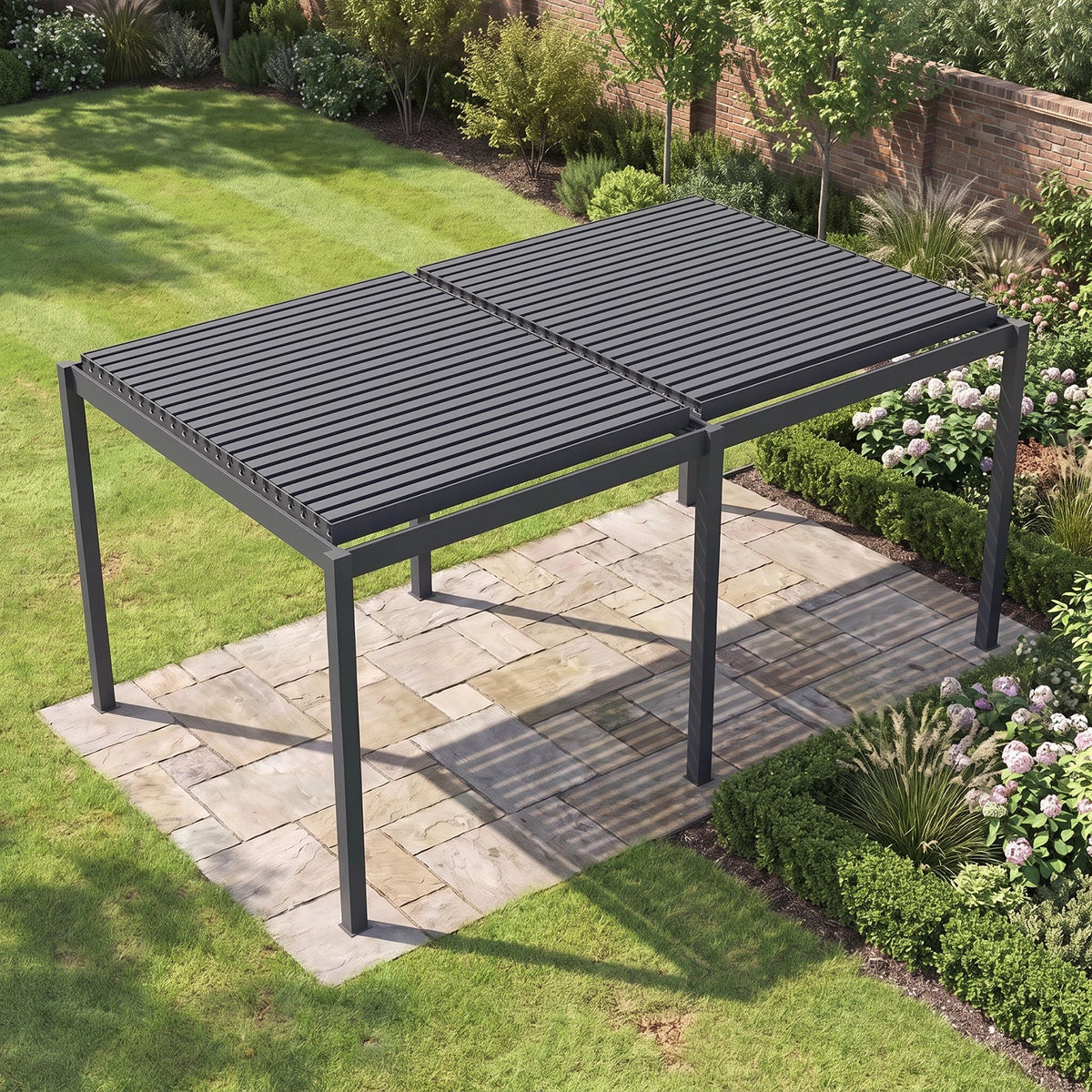 Bracken Outdoors Gemini 6m x 4m Grey Rectangular Aluminium Garden Pergola