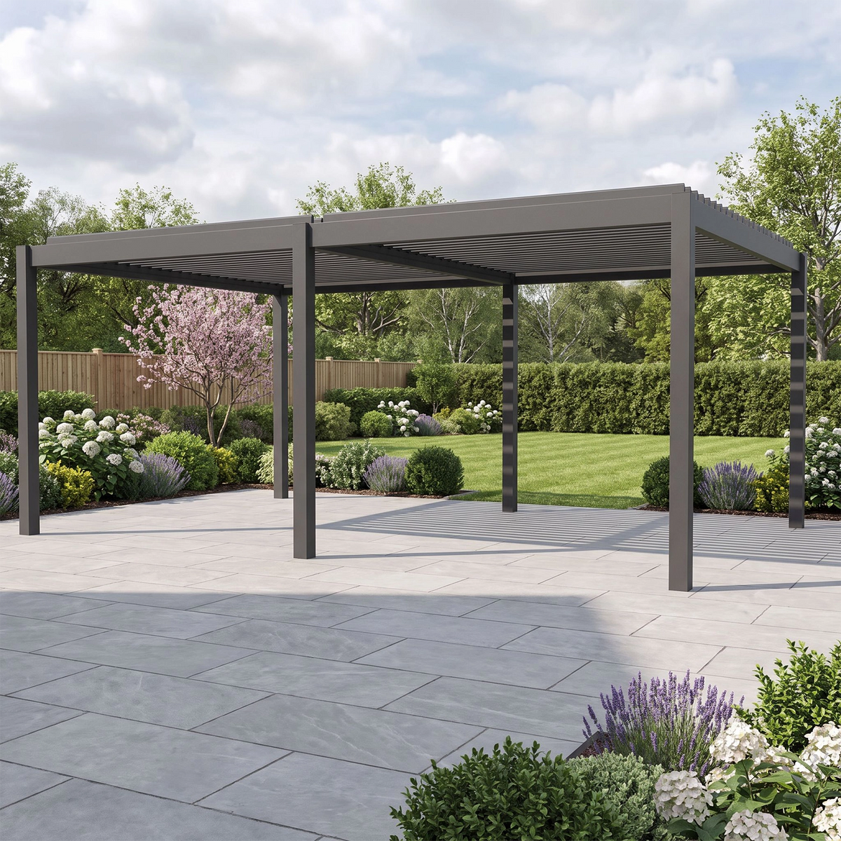 Bracken Outdoors Gemini 6m x 4m Grey Rectangular Aluminium Garden Pergola