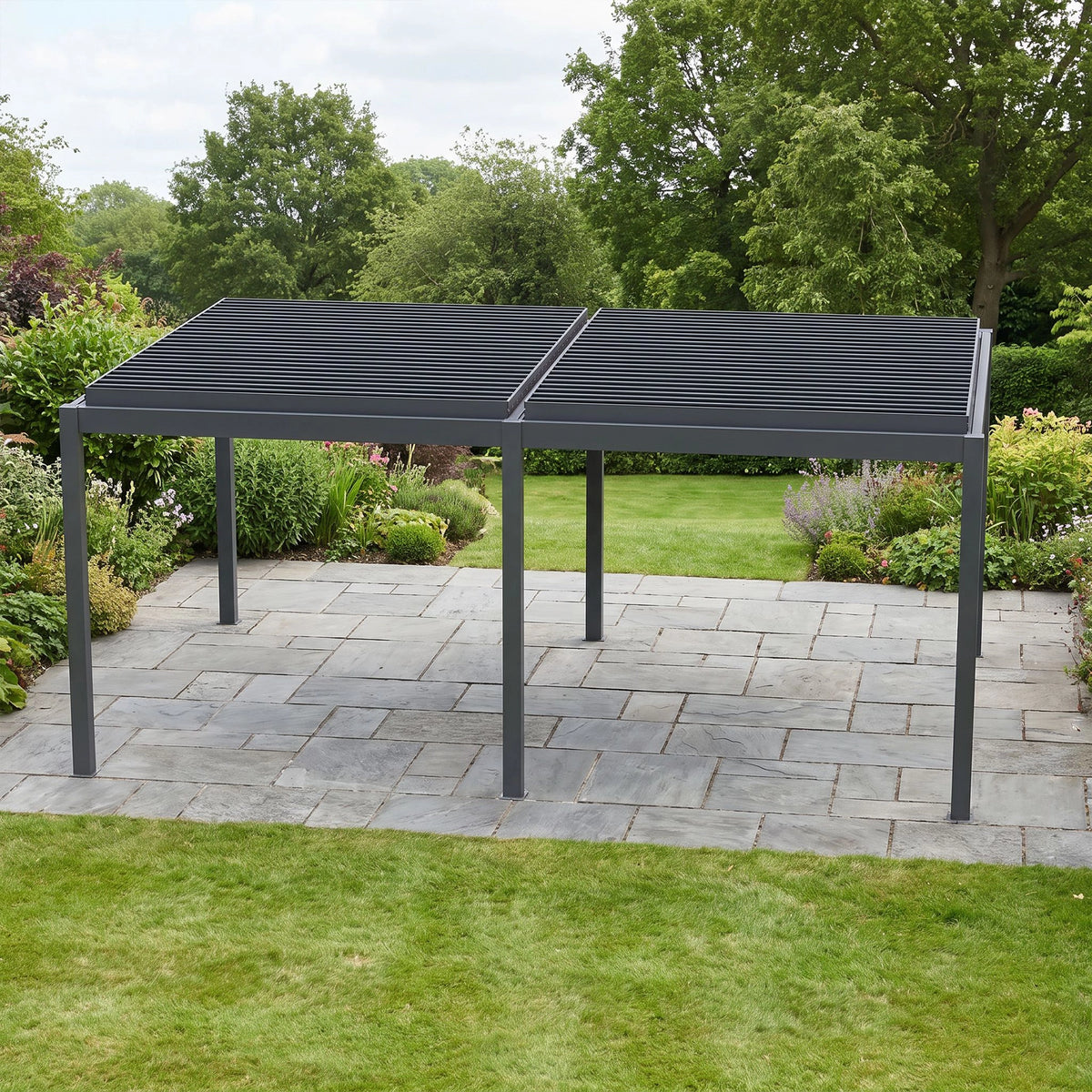 Bracken Outdoors Gemini 6m x 4m Grey Rectangular Aluminium Garden Pergola