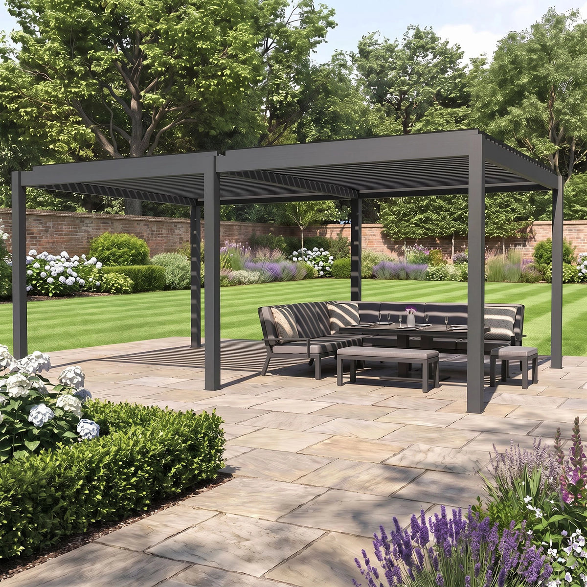 Bracken Outdoors Gemini 6m x 4m Grey Rectangular Aluminium Garden Pergola